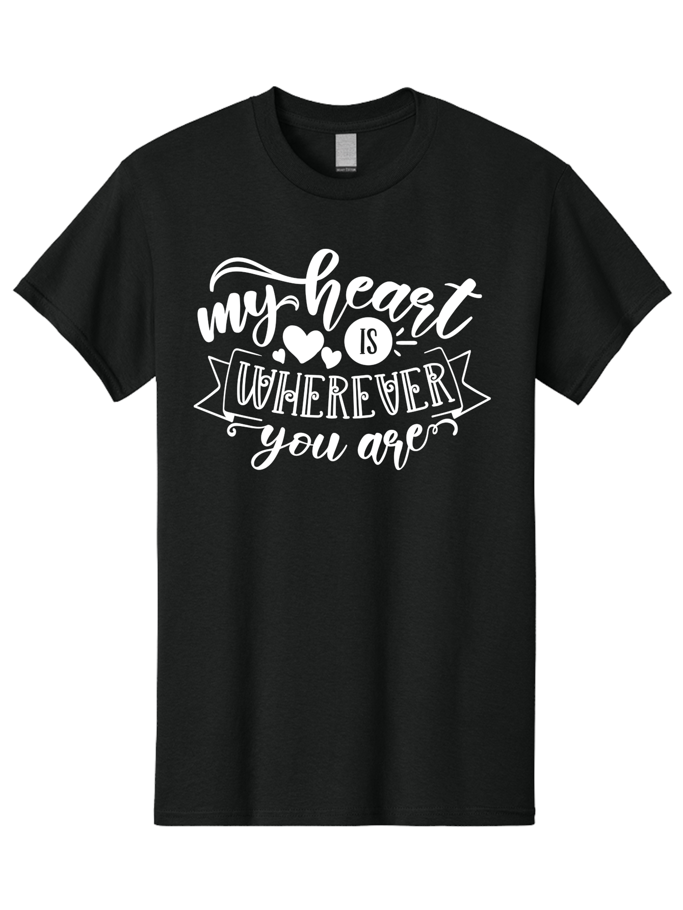 My Heart Is Wherever You Are White Men'S Graphic Tee, 100% Cotton, Comfortable Casual Summer Wear, Machine Washable, Love Quotes, Heartwarming Phrases, Sweet Sentiments, Romantic Sayings, Cute Typography, Inspirational Words, Love Messages, Aae519 5