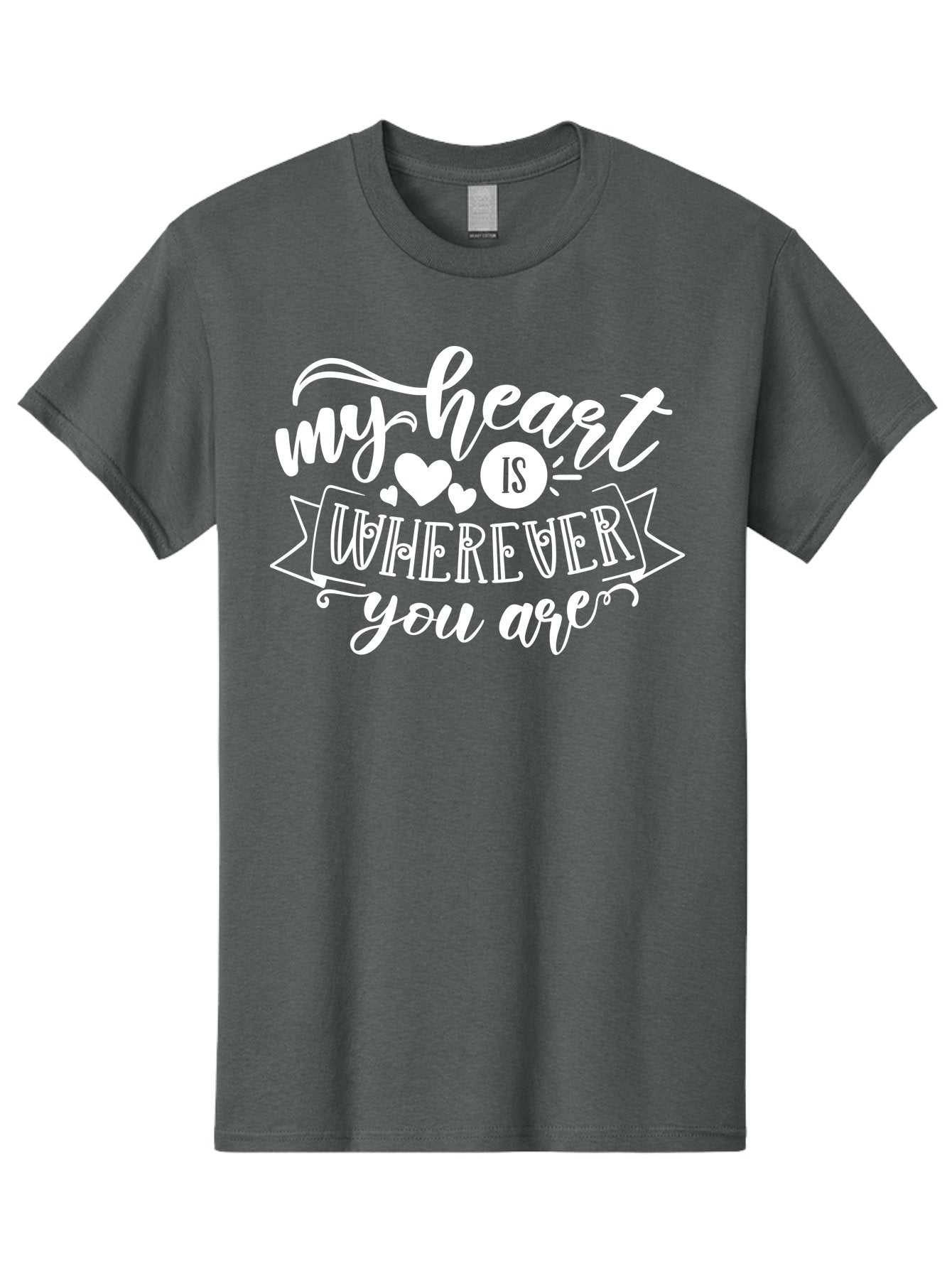 My Heart Is Wherever You Are White Men'S Graphic Tee, 100% Cotton, Comfortable Casual Summer Wear, Machine Washable, Love Quotes, Heartwarming Phrases, Sweet Sentiments, Romantic Sayings, Cute Typography, Inspirational Words, Love Messages, Aae519 9