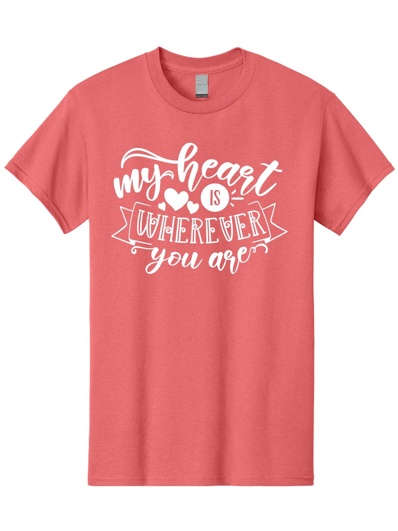 My Heart Is Wherever You Are White Men'S Graphic Tee, 100% Cotton, Comfortable Casual Summer Wear, Machine Washable, Love Quotes, Heartwarming Phrases, Sweet Sentiments, Romantic Sayings, Cute Typography, Inspirational Words, Love Messages, Aae519 15