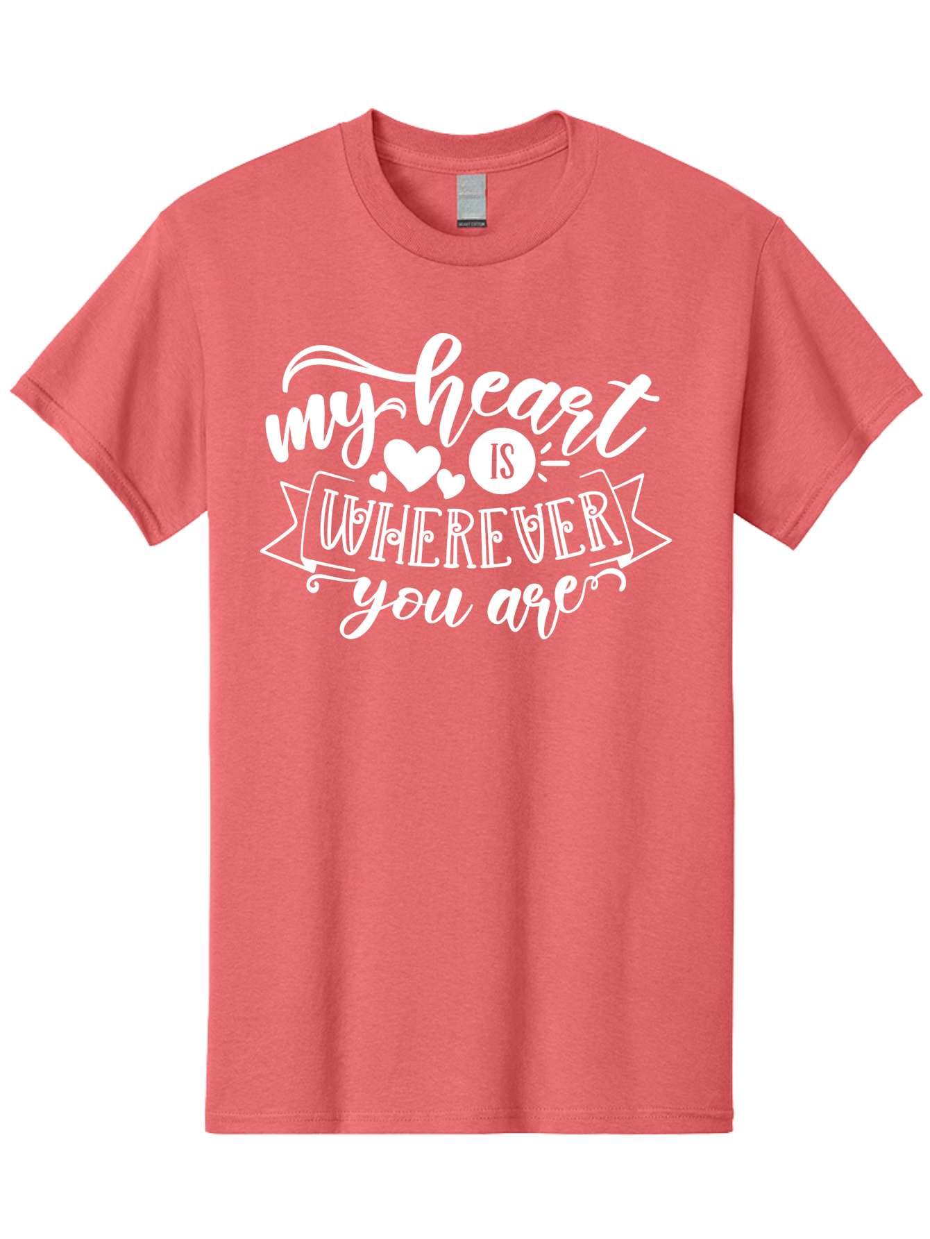 My Heart Is Wherever You Are White Men'S Graphic Tee, 100% Cotton, Comfortable Casual Summer Wear, Machine Washable, Love Quotes, Heartwarming Phrases, Sweet Sentiments, Romantic Sayings, Cute Typography, Inspirational Words, Love Messages, Aae519 29
