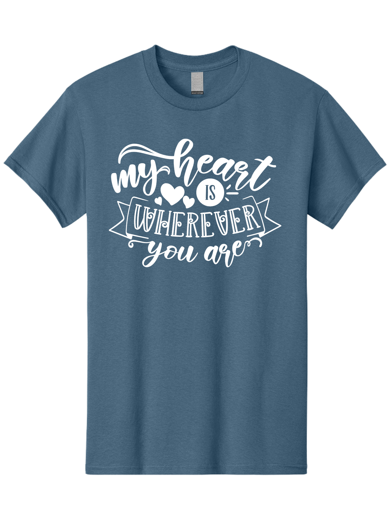 My Heart Is Wherever You Are White Men'S Graphic Tee, 100% Cotton, Comfortable Casual Summer Wear, Machine Washable, Love Quotes, Heartwarming Phrases, Sweet Sentiments, Romantic Sayings, Cute Typography, Inspirational Words, Love Messages, Aae519 23
