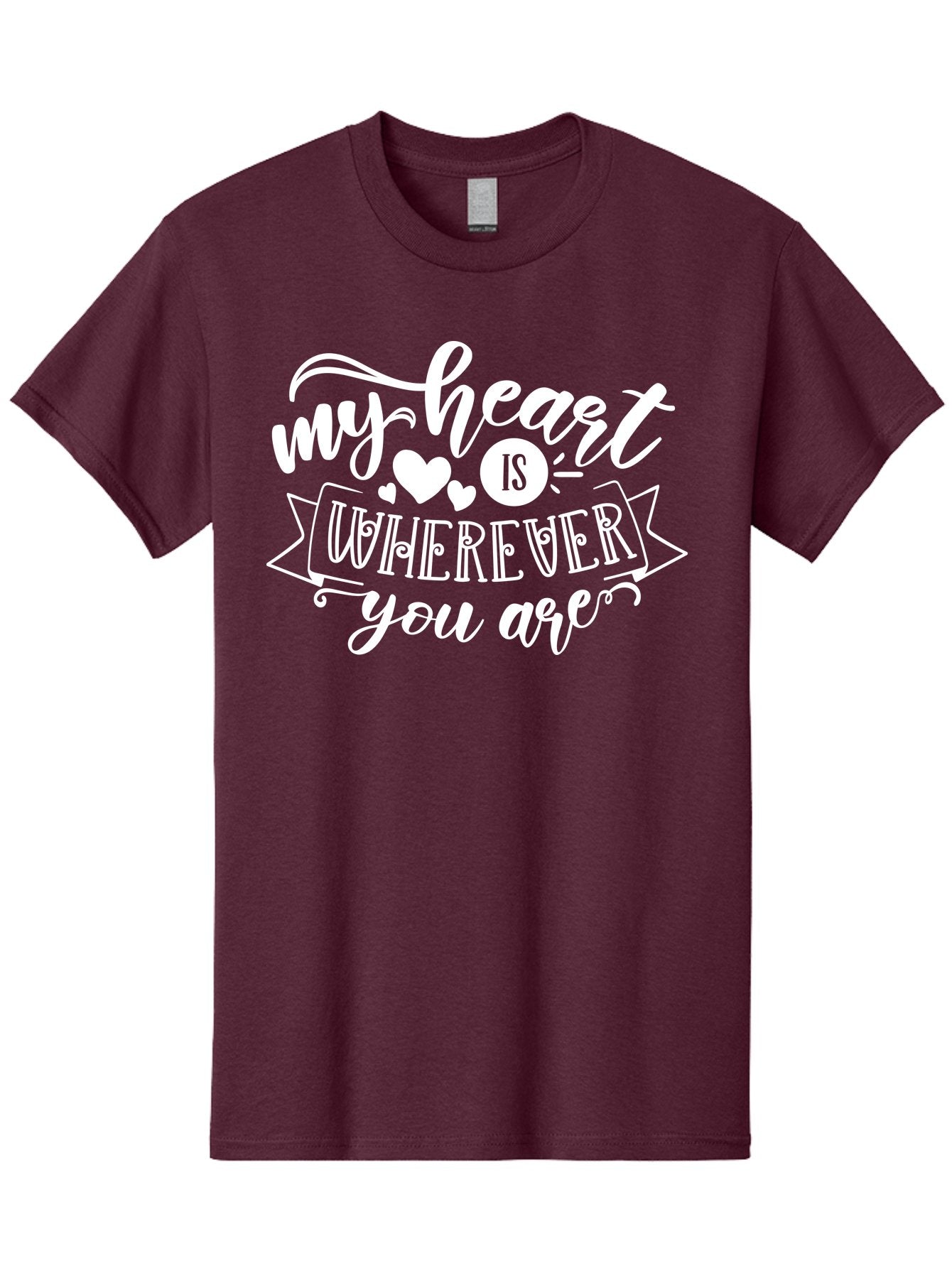 My Heart Is Wherever You Are White Men'S Graphic Tee, 100% Cotton, Comfortable Casual Summer Wear, Machine Washable, Love Quotes, Heartwarming Phrases, Sweet Sentiments, Romantic Sayings, Cute Typography, Inspirational Words, Love Messages, Aae519 12