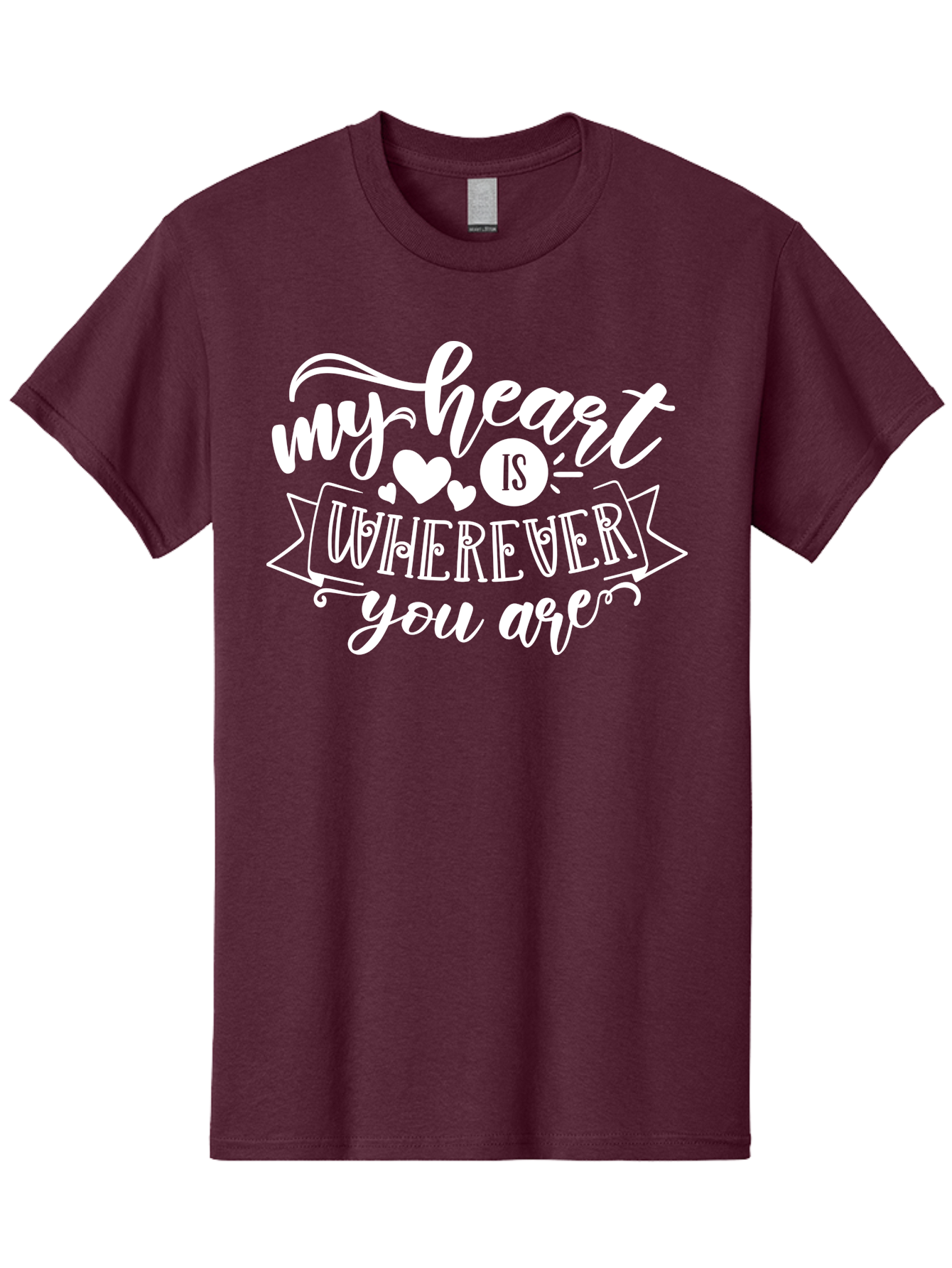 My Heart Is Wherever You Are White Men'S Graphic Tee, 100% Cotton, Comfortable Casual Summer Wear, Machine Washable, Love Quotes, Heartwarming Phrases, Sweet Sentiments, Romantic Sayings, Cute Typography, Inspirational Words, Love Messages, Aae519 13