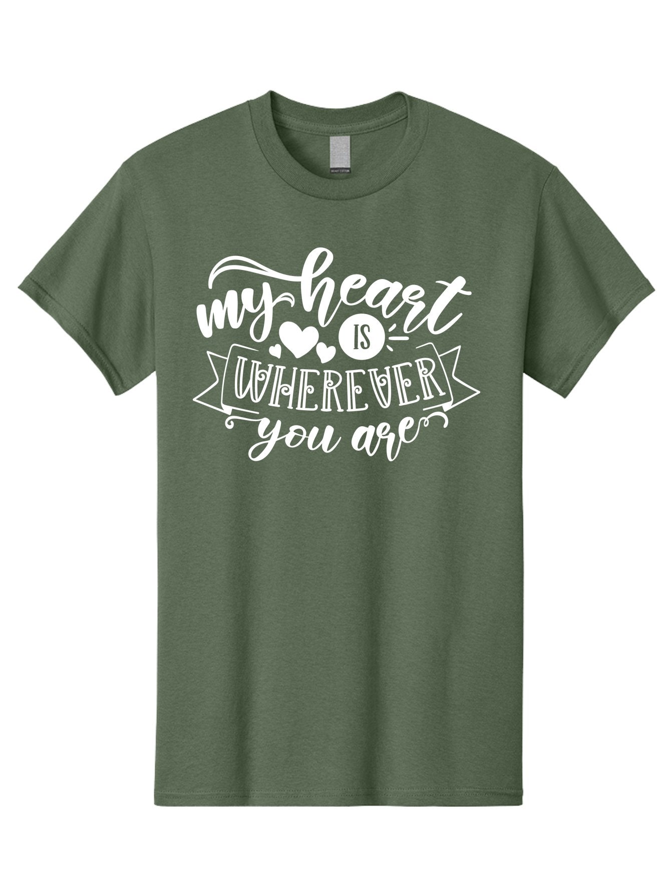 My Heart Is Wherever You Are White Men'S Graphic Tee, 100% Cotton, Comfortable Casual Summer Wear, Machine Washable, Love Quotes, Heartwarming Phrases, Sweet Sentiments, Romantic Sayings, Cute Typography, Inspirational Words, Love Messages, Aae519