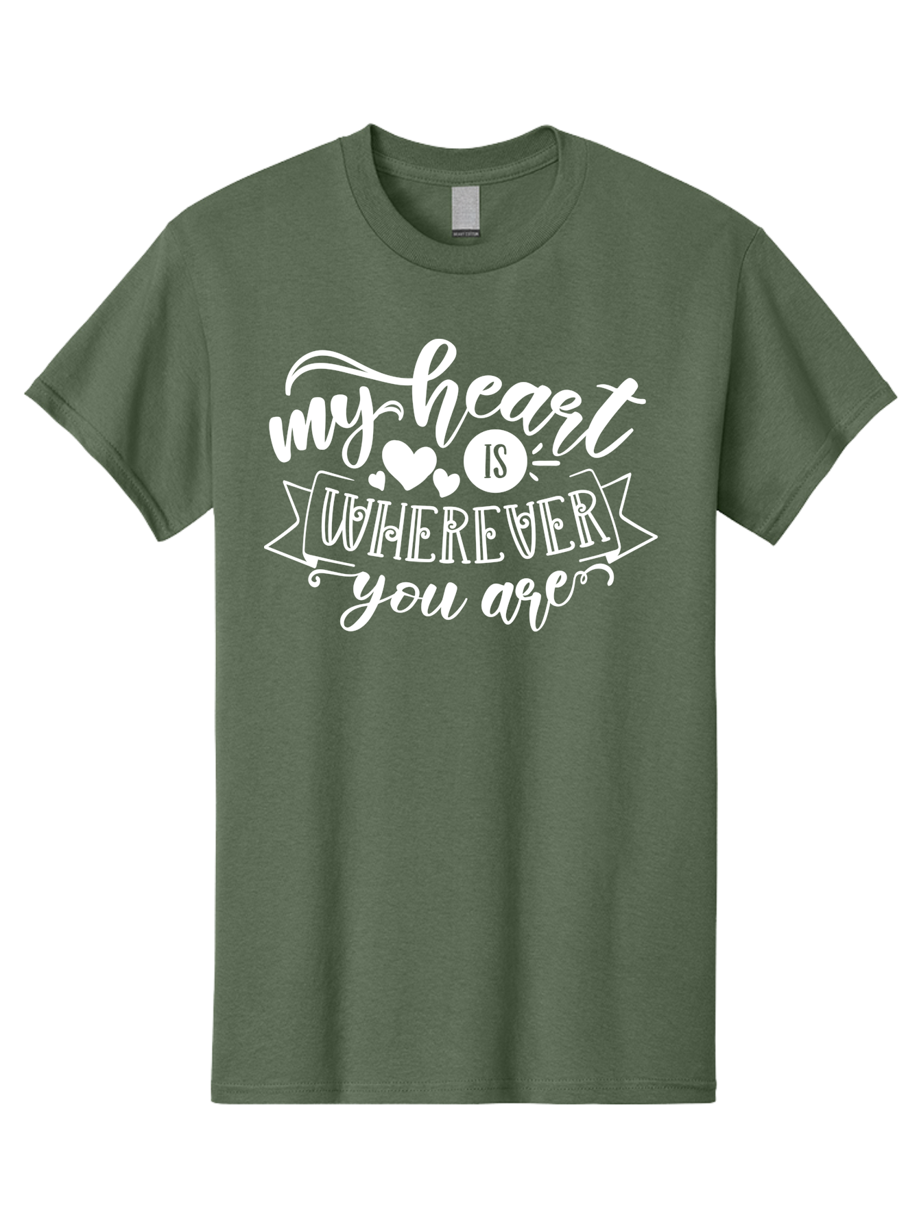My Heart Is Wherever You Are White Men'S Graphic Tee, 100% Cotton, Comfortable Casual Summer Wear, Machine Washable, Love Quotes, Heartwarming Phrases, Sweet Sentiments, Romantic Sayings, Cute Typography, Inspirational Words, Love Messages, Aae519 19