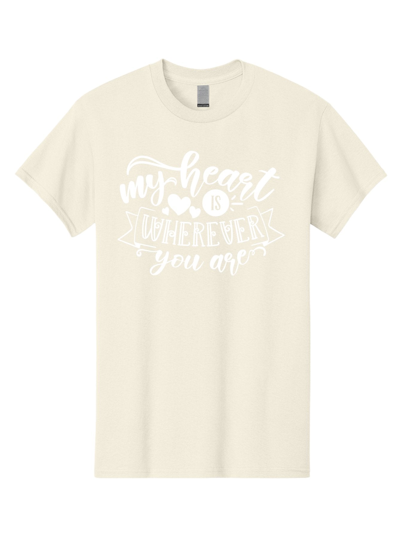 My Heart Is Wherever You Are White Men'S Graphic Tee, 100% Cotton, Comfortable Casual Summer Wear, Machine Washable, Love Quotes, Heartwarming Phrases, Sweet Sentiments, Romantic Sayings, Cute Typography, Inspirational Words, Love Messages, Aae519 8