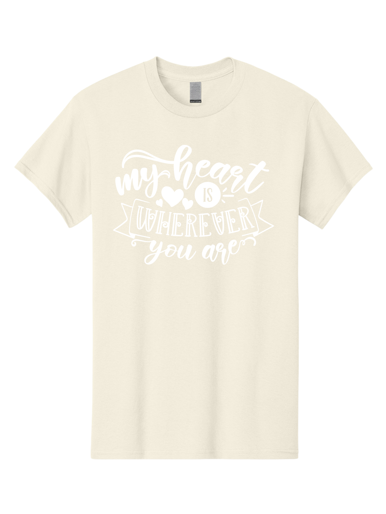 My Heart Is Wherever You Are White Men'S Graphic Tee, 100% Cotton, Comfortable Casual Summer Wear, Machine Washable, Love Quotes, Heartwarming Phrases, Sweet Sentiments, Romantic Sayings, Cute Typography, Inspirational Words, Love Messages, Aae519 25