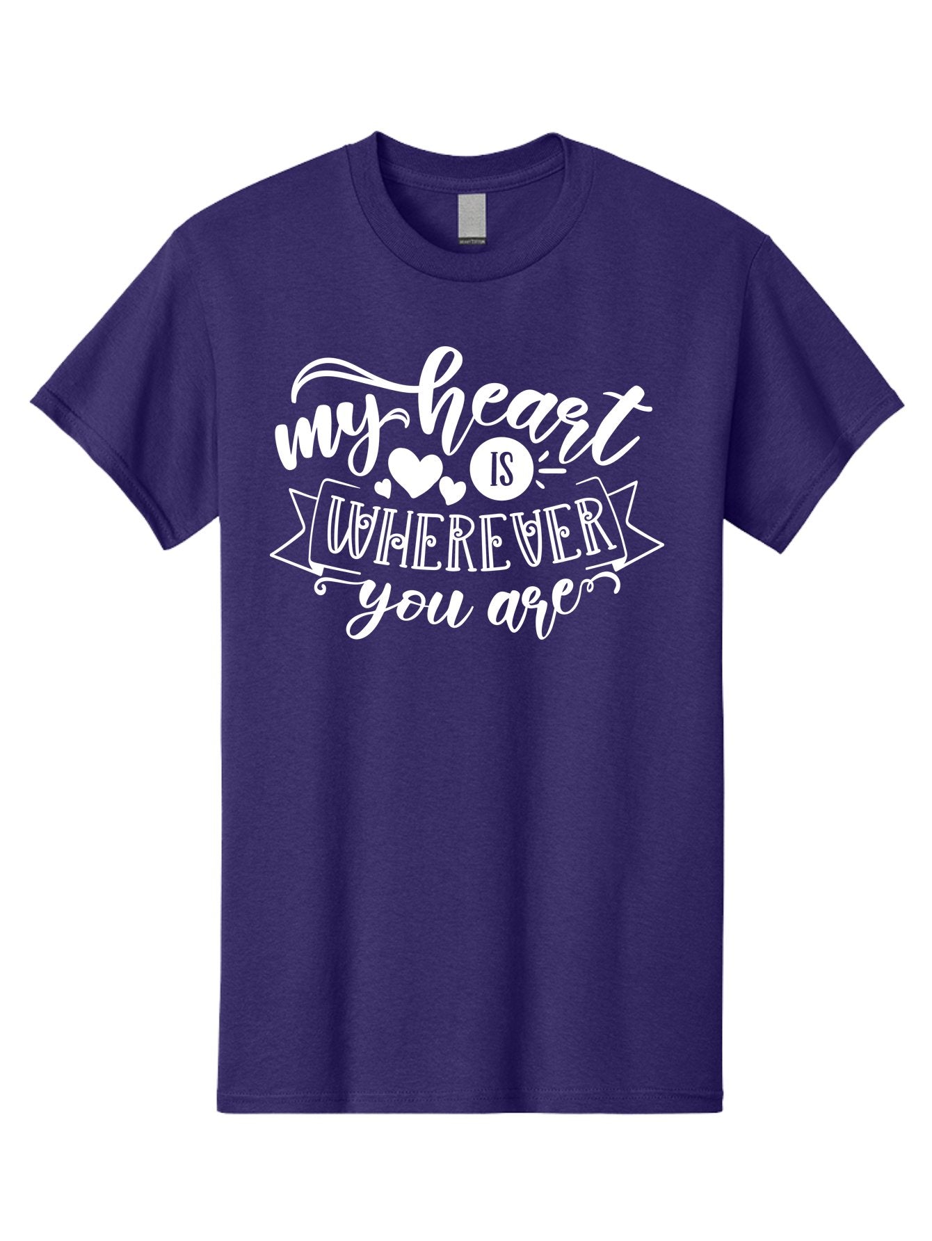 My Heart Is Wherever You Are White Men'S Graphic Tee, 100% Cotton, Comfortable Casual Summer Wear, Machine Washable, Love Quotes, Heartwarming Phrases, Sweet Sentiments, Romantic Sayings, Cute Typography, Inspirational Words, Love Messages, Aae519