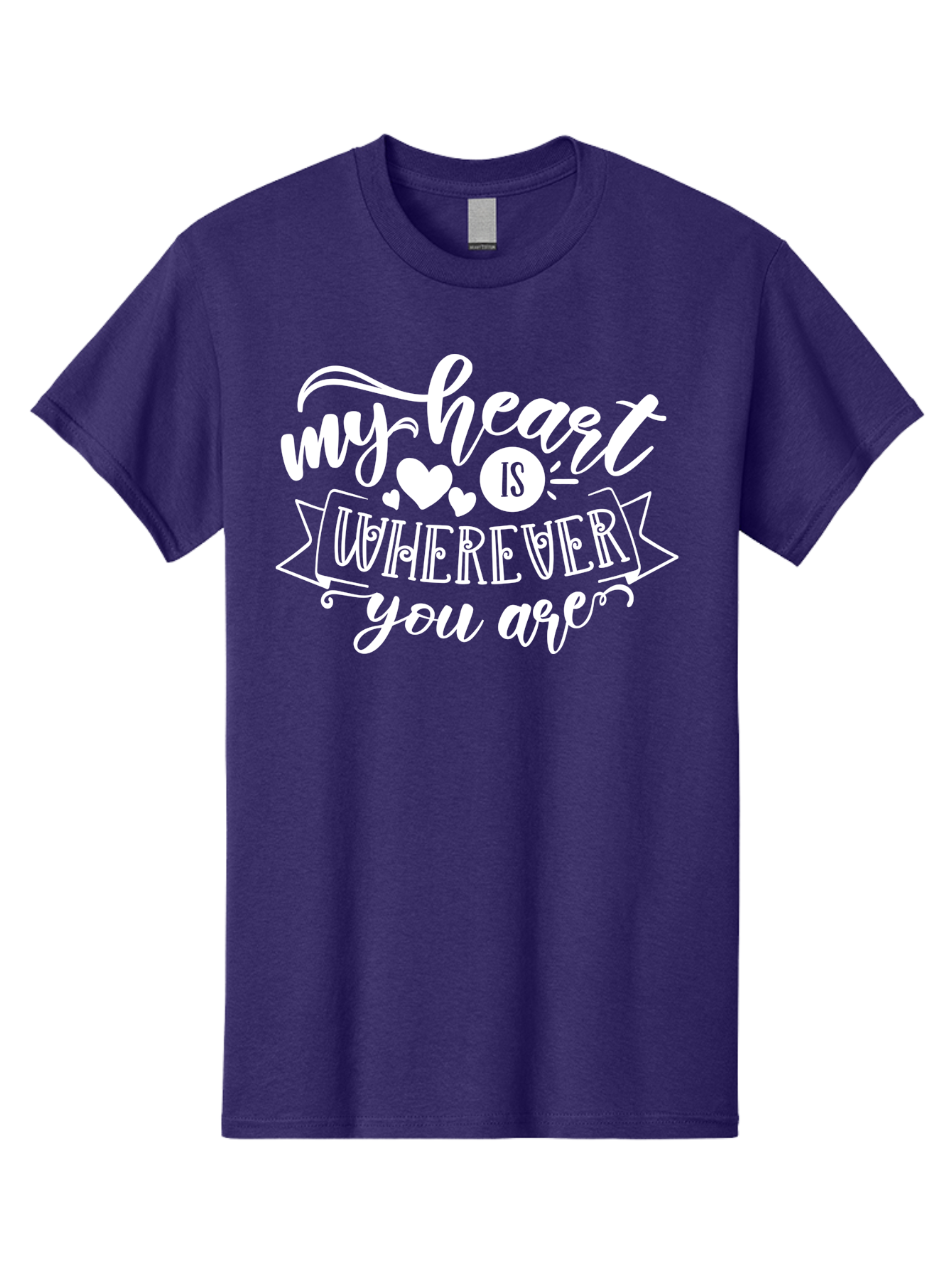 My Heart Is Wherever You Are White Men'S Graphic Tee, 100% Cotton, Comfortable Casual Summer Wear, Machine Washable, Love Quotes, Heartwarming Phrases, Sweet Sentiments, Romantic Sayings, Cute Typography, Inspirational Words, Love Messages, Aae519 17