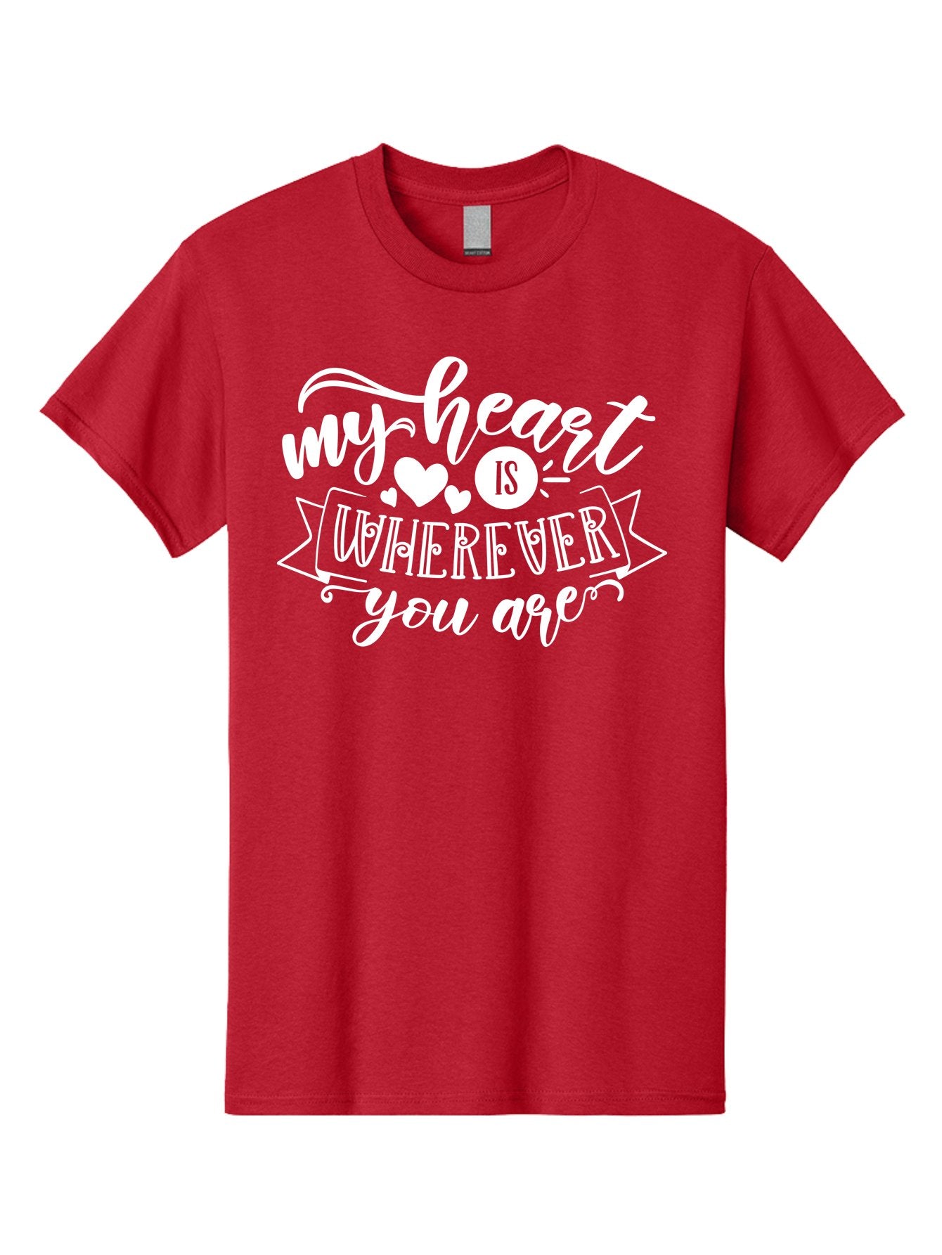 My Heart Is Wherever You Are White Men'S Graphic Tee, 100% Cotton, Comfortable Casual Summer Wear, Machine Washable, Love Quotes, Heartwarming Phrases, Sweet Sentiments, Romantic Sayings, Cute Typography, Inspirational Words, Love Messages, Aae519 6
