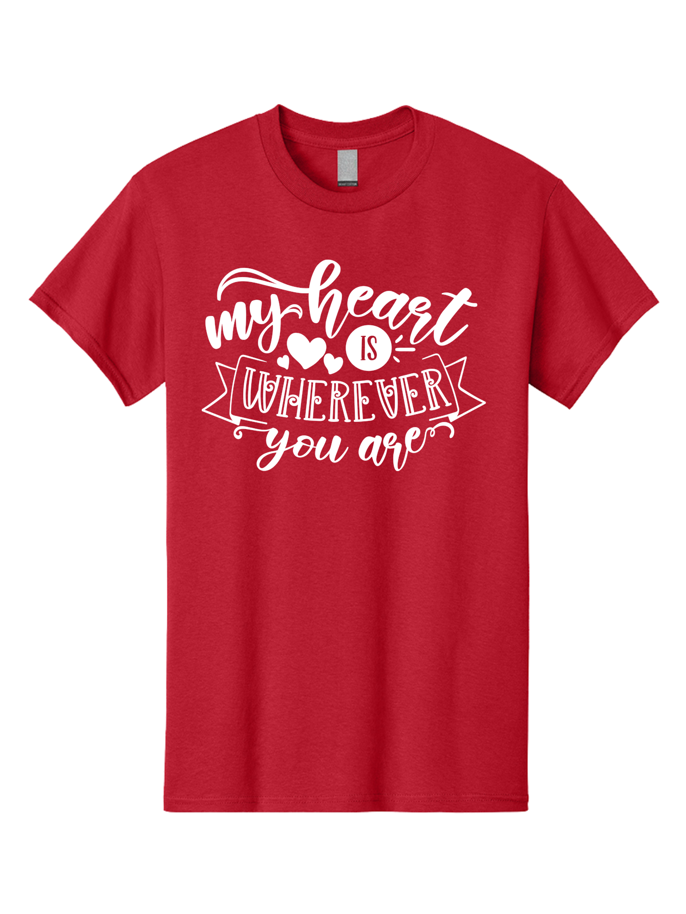 My Heart Is Wherever You Are White Men'S Graphic Tee, 100% Cotton, Comfortable Casual Summer Wear, Machine Washable, Love Quotes, Heartwarming Phrases, Sweet Sentiments, Romantic Sayings, Cute Typography, Inspirational Words, Love Messages, Aae519 3