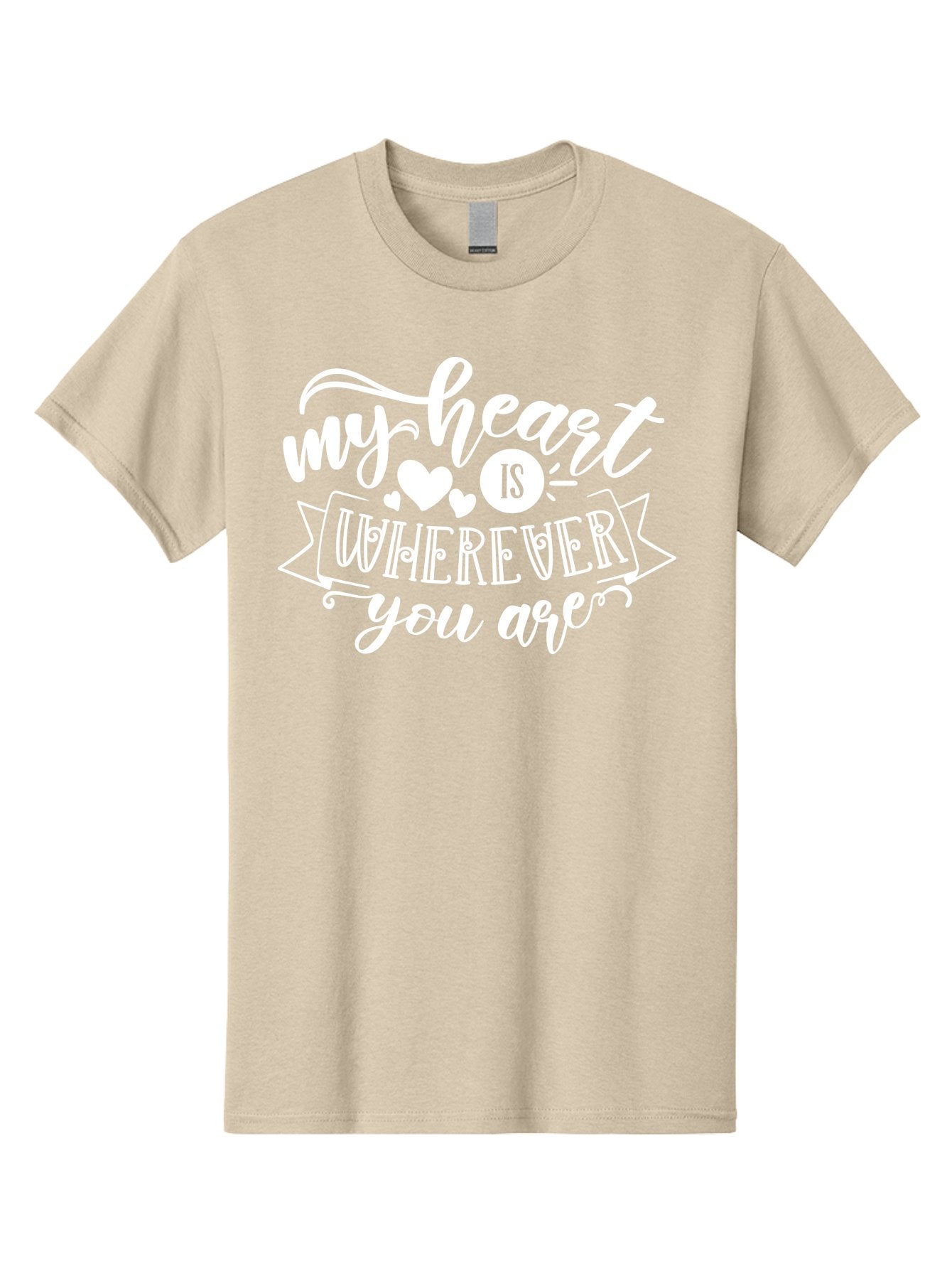 My Heart Is Wherever You Are White Men'S Graphic Tee, 100% Cotton, Comfortable Casual Summer Wear, Machine Washable, Love Quotes, Heartwarming Phrases, Sweet Sentiments, Romantic Sayings, Cute Typography, Inspirational Words, Love Messages, Aae519 14