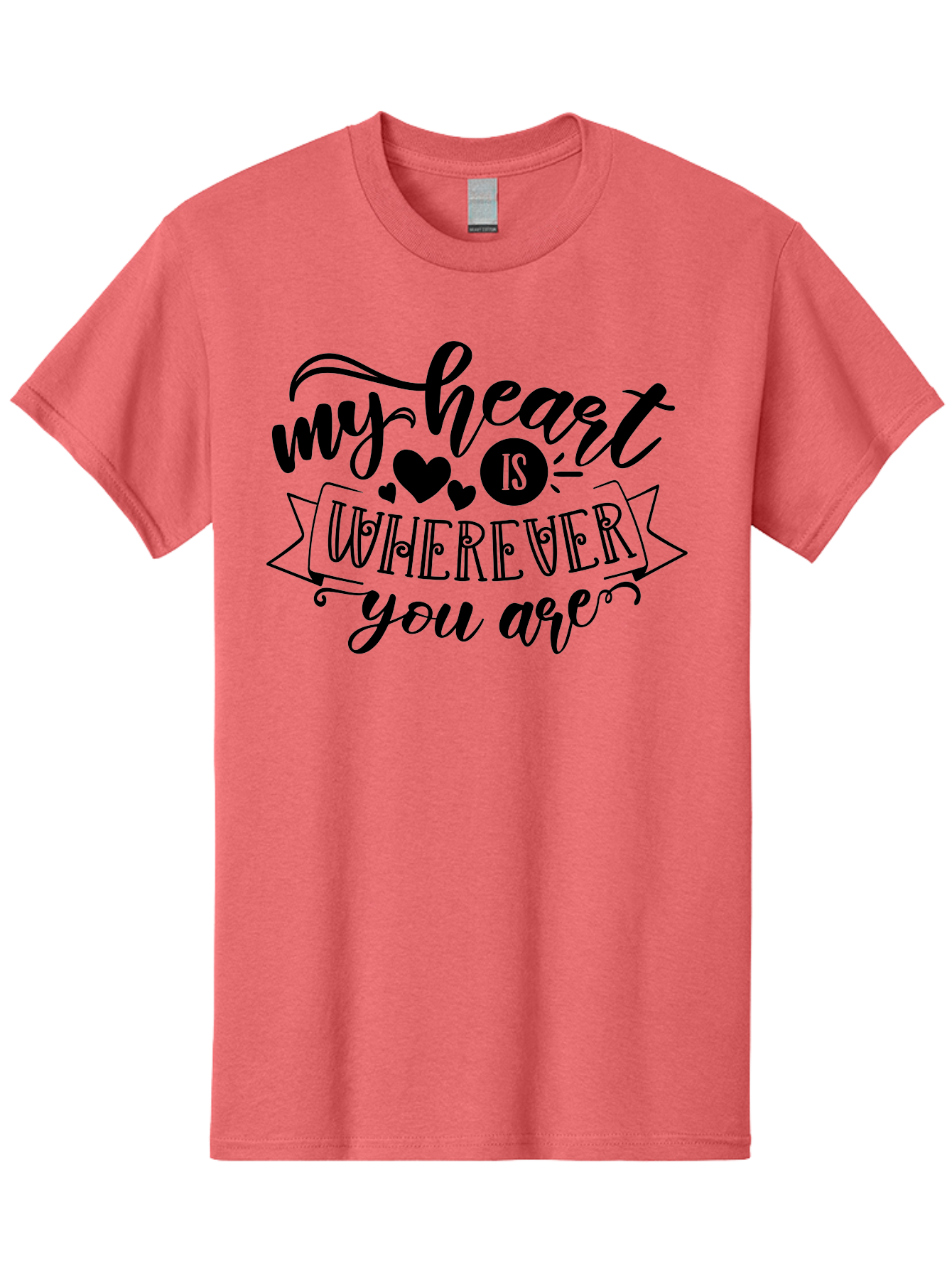 My Heart Is Wherever You Are Men'S Graphic Tee, 100% Cotton, Comfortable Casual Summer Wear, Machine Washable, Love Quote, Heart Shaped Typography, Romantic Phrase, Heartfelt Message, Cute Design, Inspirational Words, Emotional Quote, Aae520 15