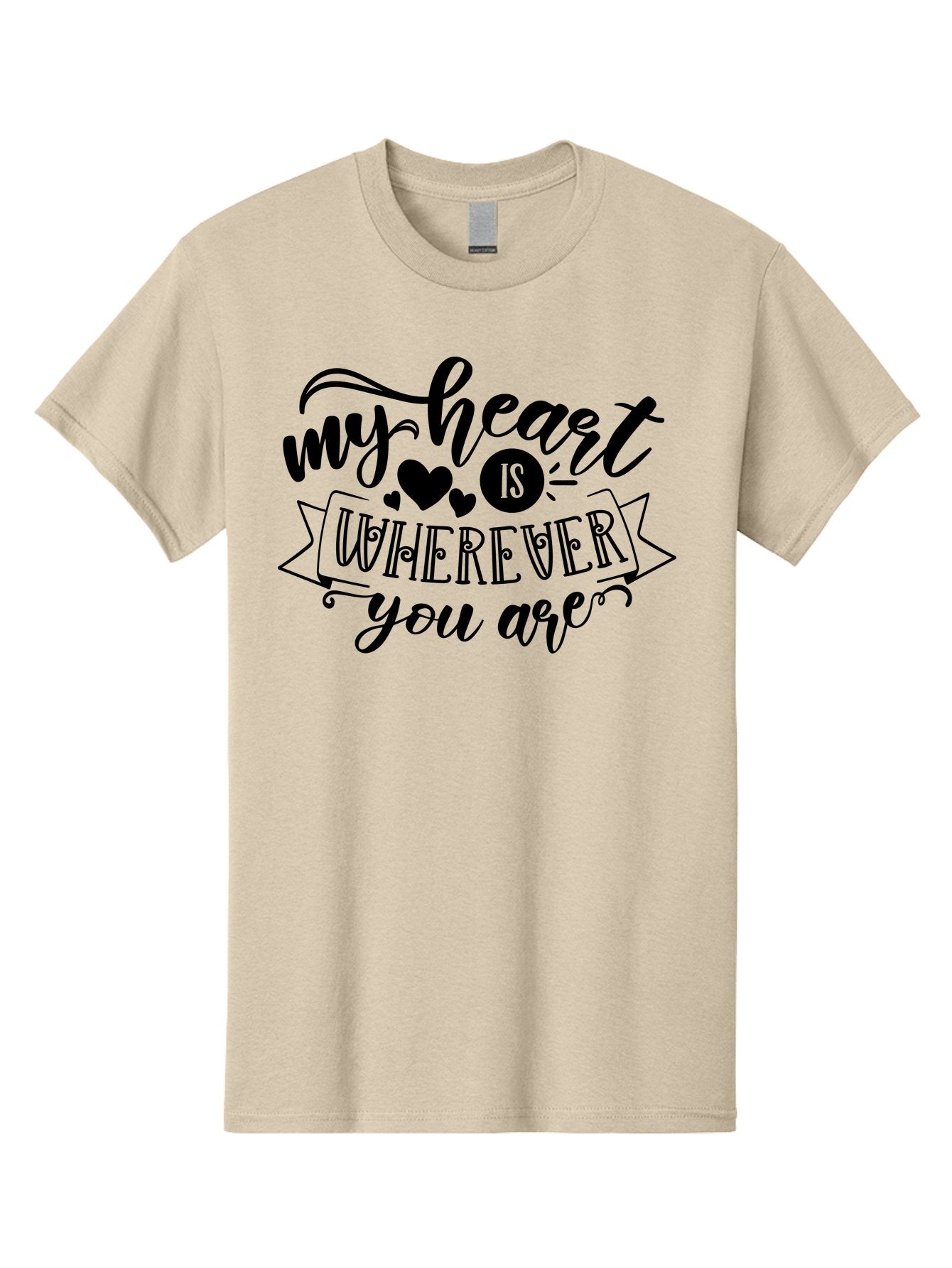 My Heart Is Wherever You Are Men'S Graphic Tee, 100% Cotton, Comfortable Casual Summer Wear, Machine Washable, Love Quote, Heart Shaped Typography, Romantic Phrase, Heartfelt Message, Cute Design, Inspirational Words, Emotional Quote, Aae520 8