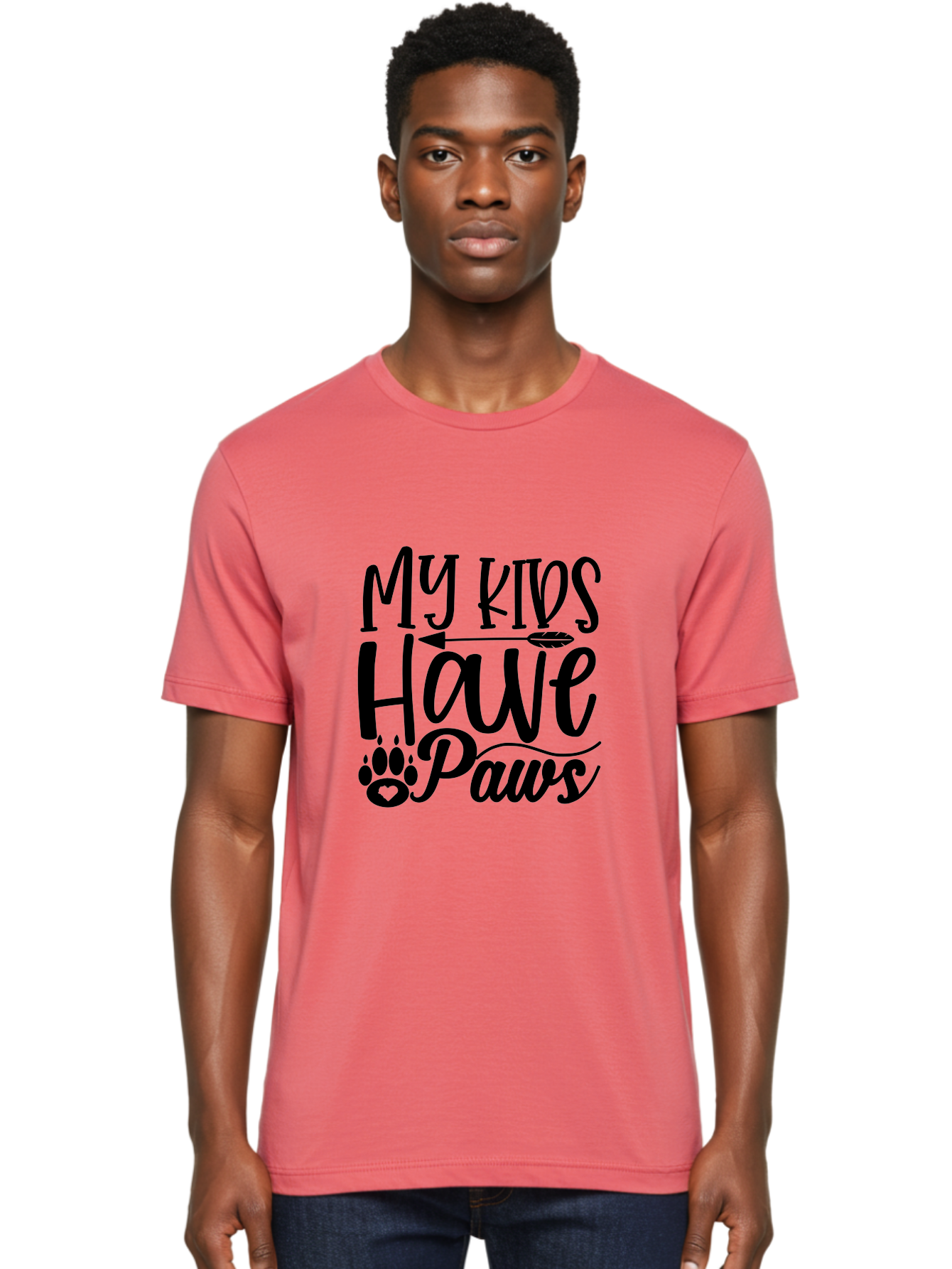 My Kids Have Paws Men'S Graphic Tee, 100% Cotton, Comfortable Casual Summer Wear, Machine Washable, Funny Dog Quote, Pet Owners, Animal Lovers, Kids With Pets, Cute Dog Sayings, Paw Print Design, Dog Mom Gifts Aae521 16