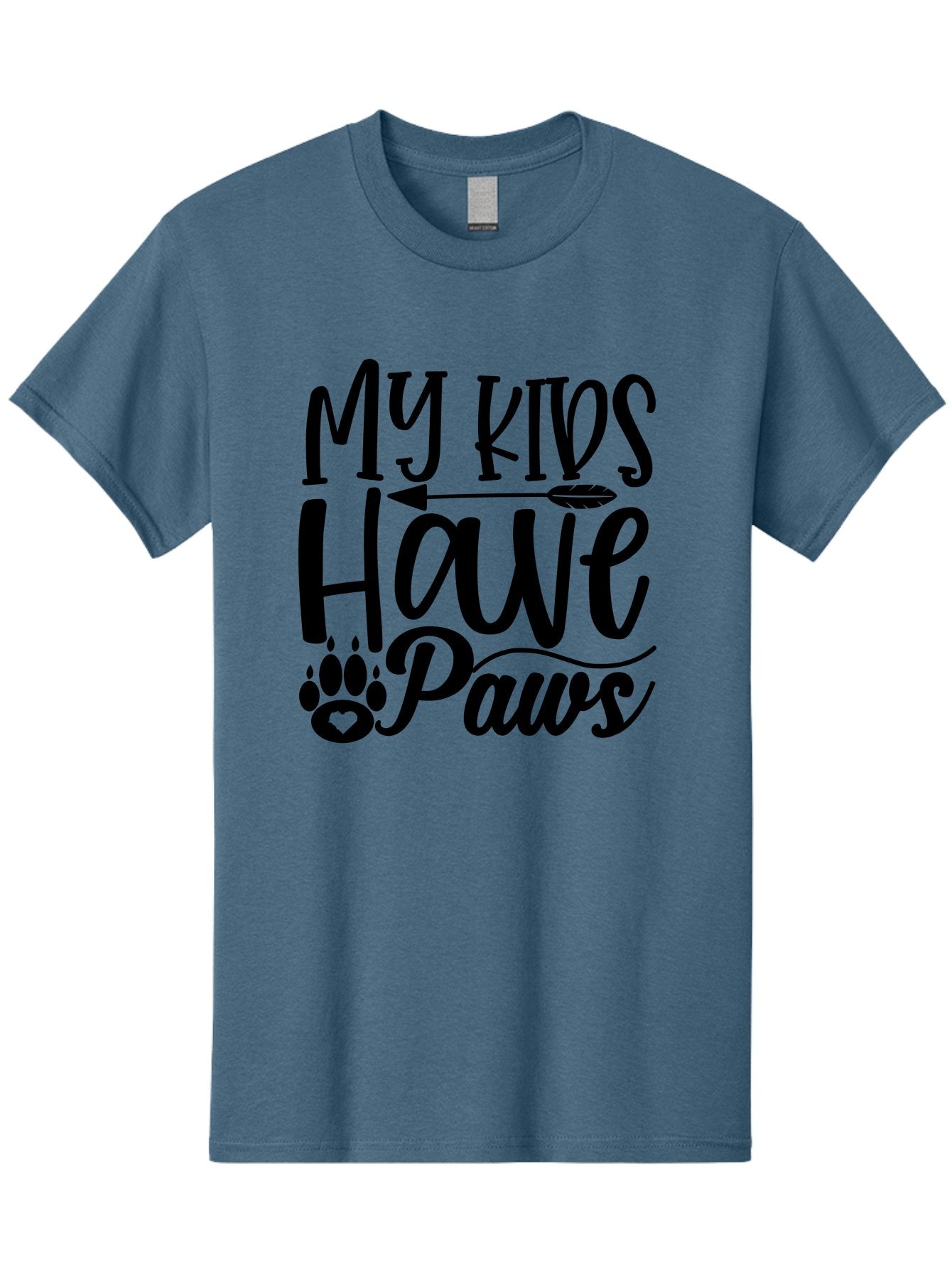 My Kids Have Paws Men'S Graphic Tee, 100% Cotton, Comfortable Casual Summer Wear, Machine Washable, Funny Dog Quote, Pet Owners, Animal Lovers, Kids With Pets, Cute Dog Sayings, Paw Print Design, Dog Mom Gifts Aae521