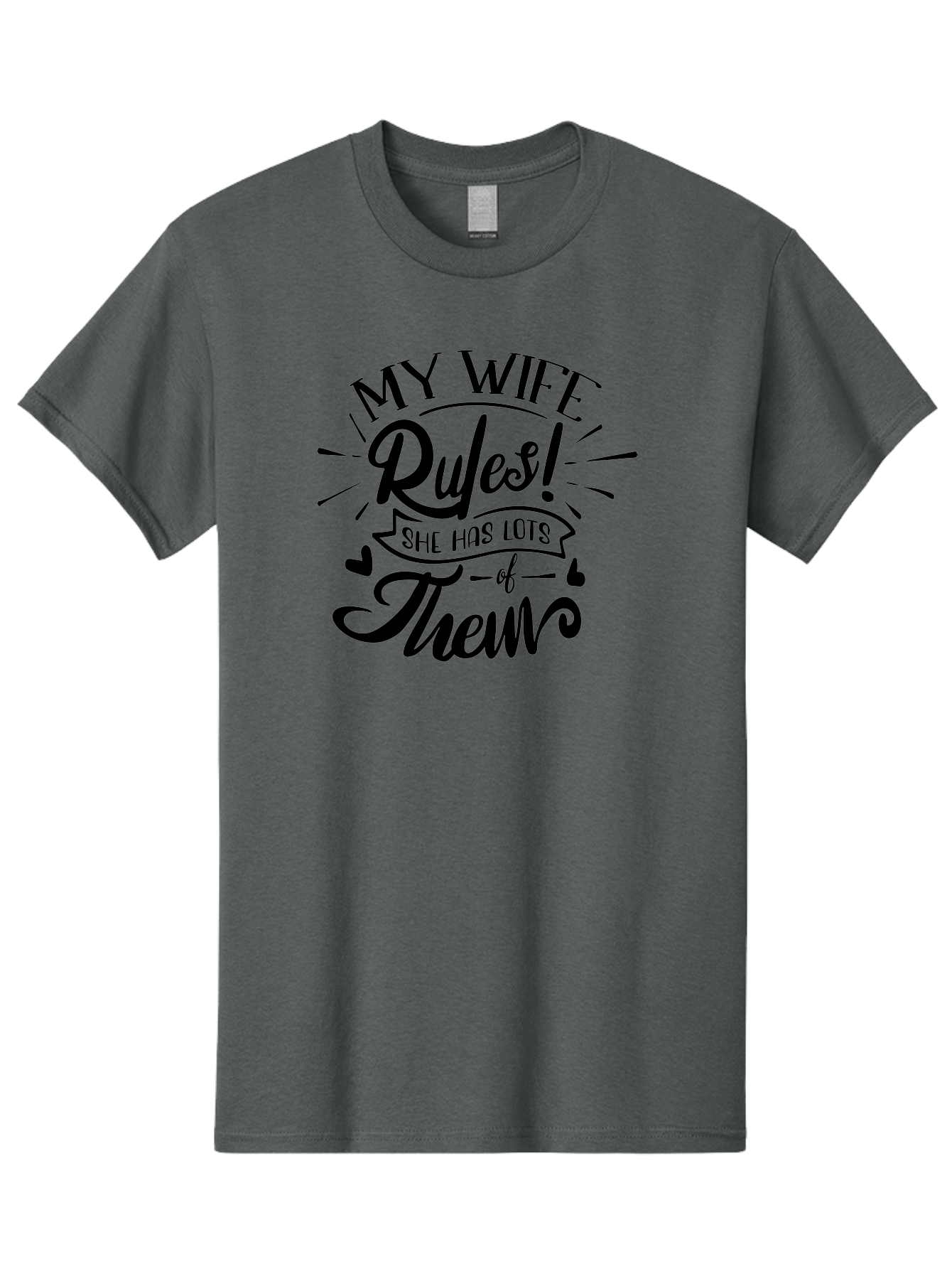 My Wife Rules-B Men'S Graphic Tee, 100% Cotton, Comfortable Casual Summer Wear, Machine Washable, Funny Quote, Humorous Saying, Marriage Humor, Wife Rules, Playful Typography, Relationship Goals, Witty Phrase, Cute Design Aae523 25