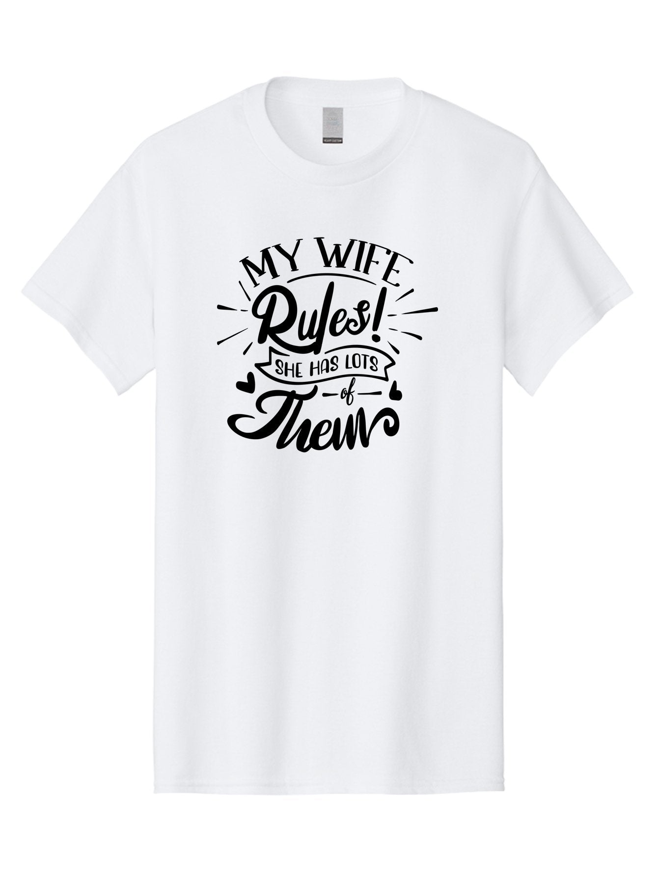 My Wife Rules-B Men'S Graphic Tee, 100% Cotton, Comfortable Casual Summer Wear, Machine Washable, Funny Quote, Humorous Saying, Marriage Humor, Wife Rules, Playful Typography, Relationship Goals, Witty Phrase, Cute Design Aae523