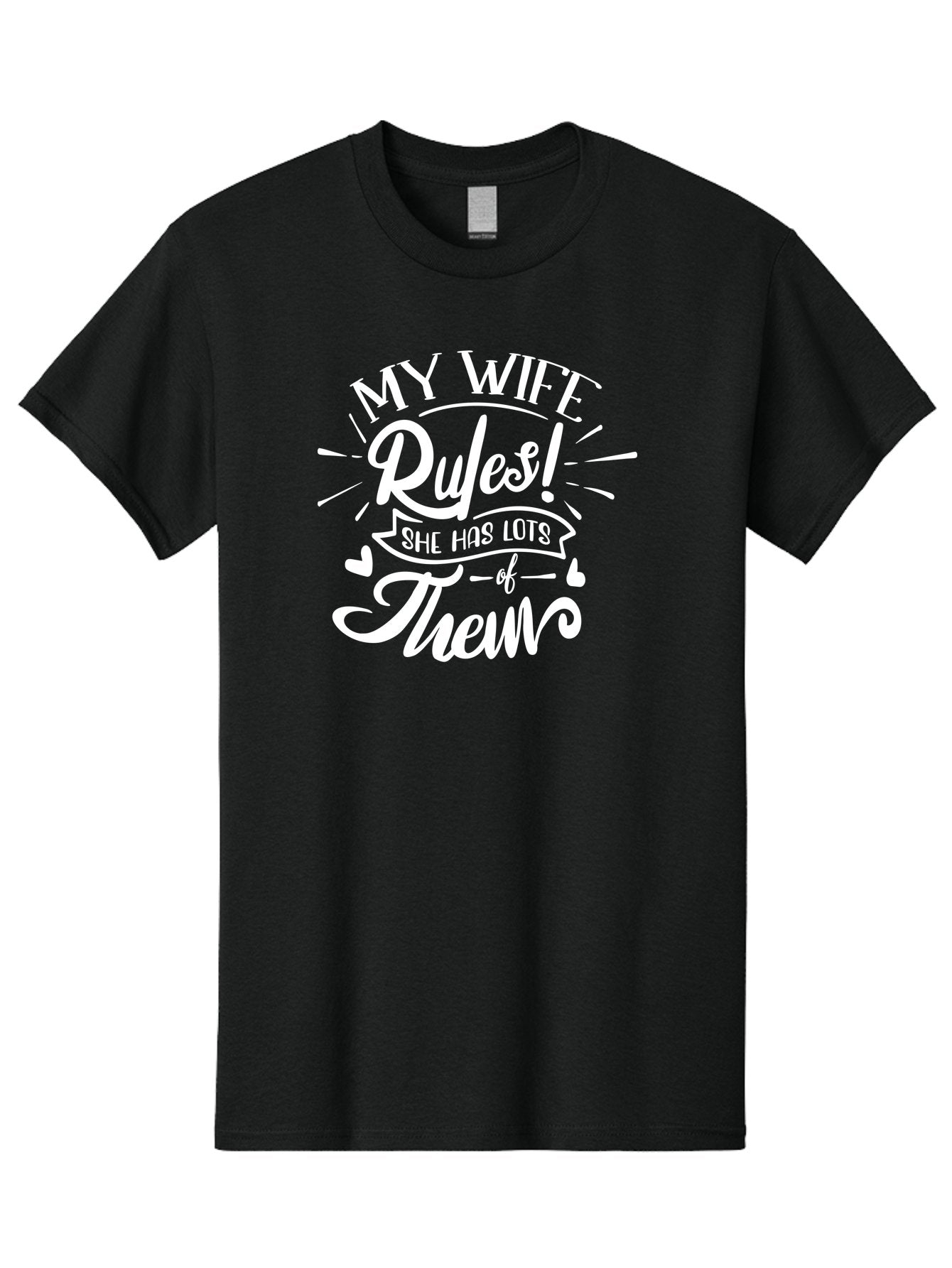 My Wife Rules-W Men'S Graphic Tee, 100% Cotton, Comfortable Casual Summer Wear, Machine Washable, Funny Quote, Wife Rules, Humorous Saying, Marriage Joke, Funny T-Shirt, Witty Phrase, Relationship Humor, Playful Design Aae524