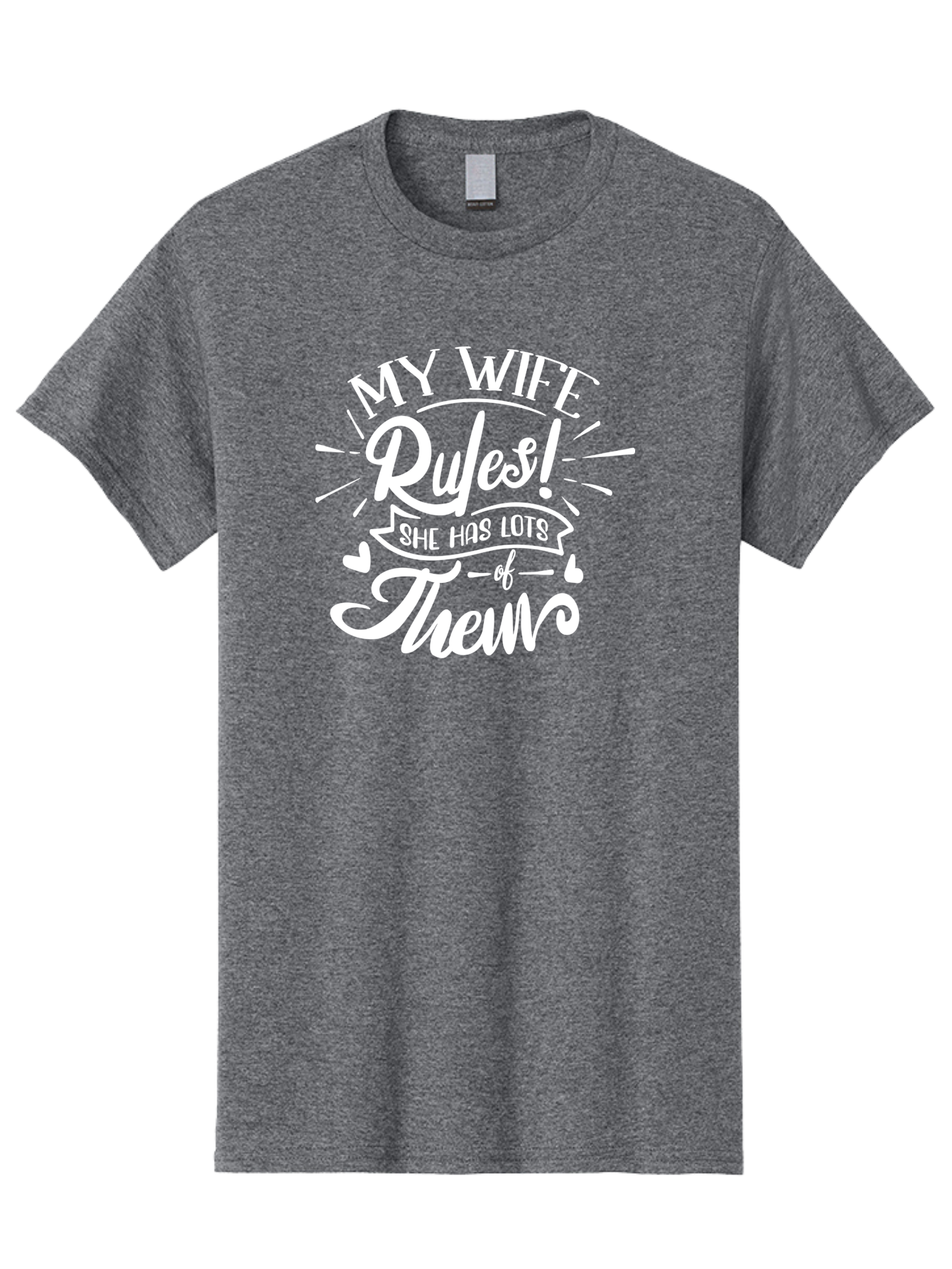 My Wife Rules-W Men'S Graphic Tee, 100% Cotton, Comfortable Casual Summer Wear, Machine Washable, Funny Quote, Wife Rules, Humorous Saying, Marriage Joke, Funny T-Shirt, Witty Phrase, Relationship Humor, Playful Design Aae524 23