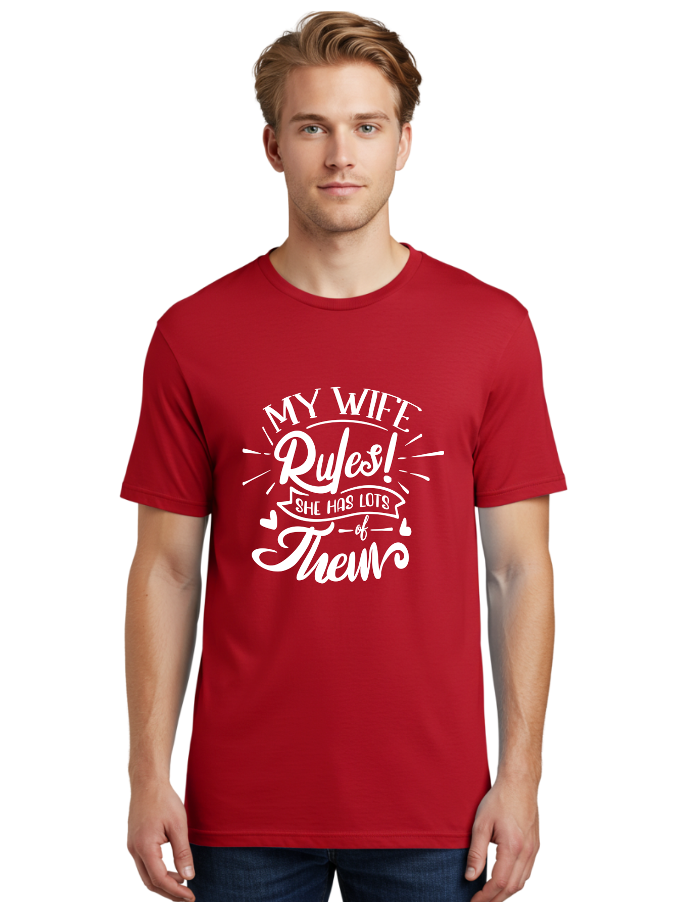 My Wife Rules-W Men'S Graphic Tee, 100% Cotton, Comfortable Casual Summer Wear, Machine Washable, Funny Quote, Wife Rules, Humorous Saying, Marriage Joke, Funny T-Shirt, Witty Phrase, Relationship Humor, Playful Design Aae524 16