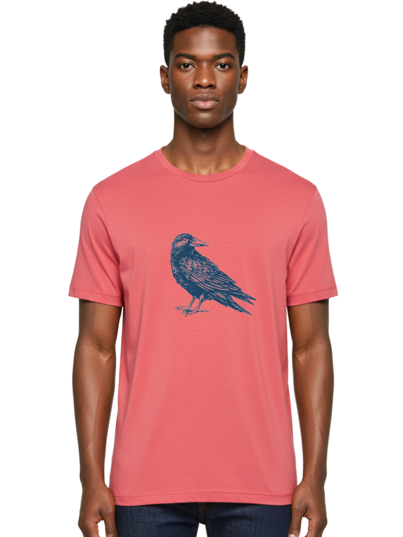 Mystic Raven Men'S Graphic Tee, 100% Cotton, Comfortable Casual Summer Wear, Machine Washable, Dark Crow, Raven Silhouette, Bird Illustration, Mysterious Animal, Wildlife Art, Gothic Symbol, Sharp Beak, Feathered Creature, Symbolic Bird Aae527 14