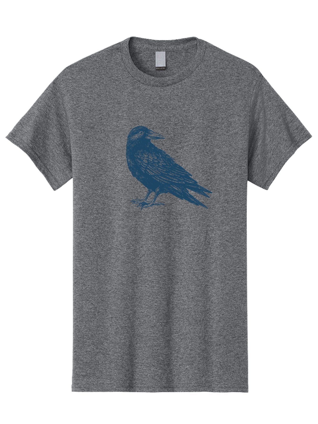 Mystic Raven Men'S Graphic Tee, 100% Cotton, Comfortable Casual Summer Wear, Machine Washable, Dark Crow, Raven Silhouette, Bird Illustration, Mysterious Animal, Wildlife Art, Gothic Symbol, Sharp Beak, Feathered Creature, Symbolic Bird Aae527 4