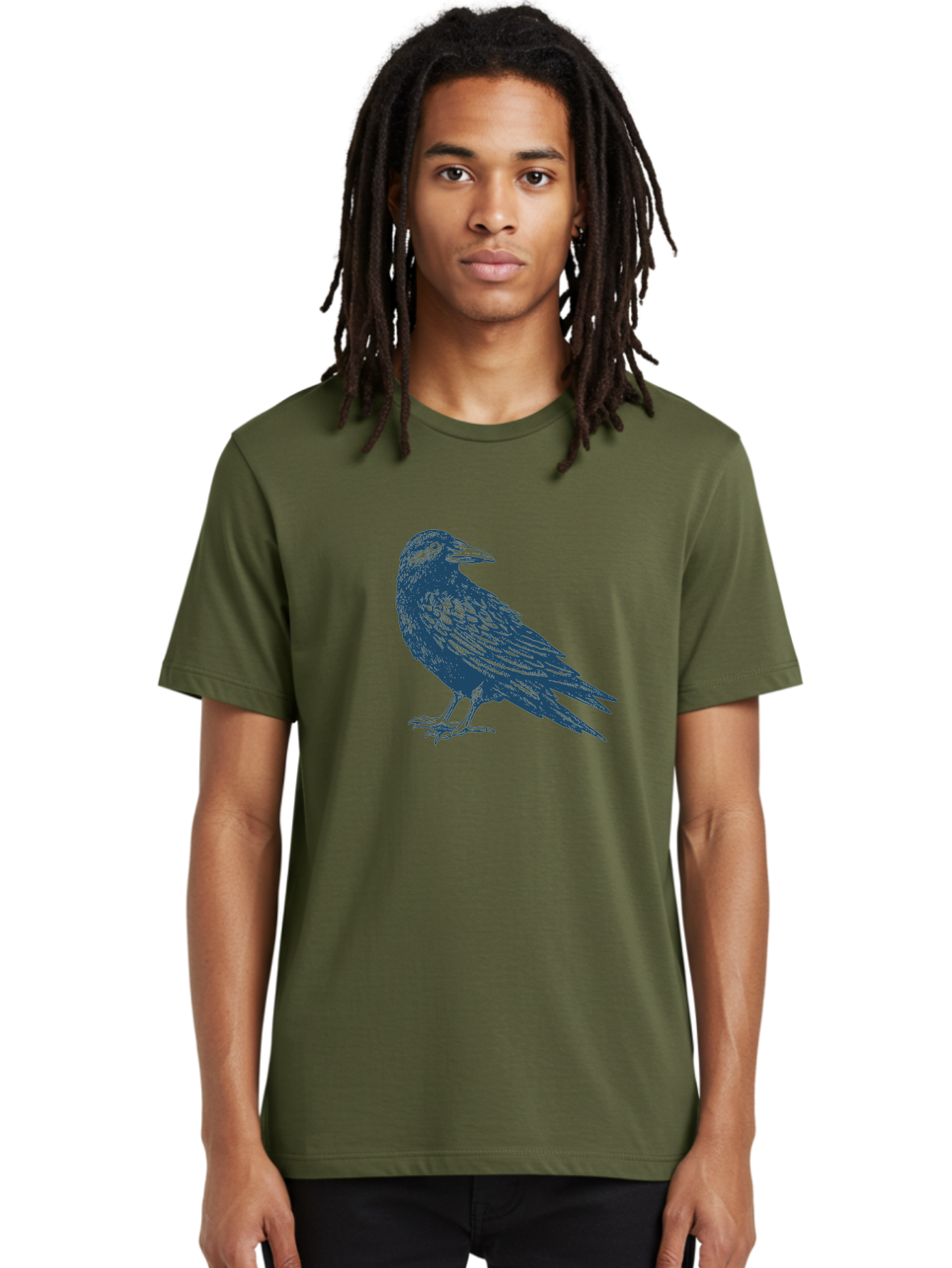 Mystic Raven Men'S Graphic Tee, 100% Cotton, Comfortable Casual Summer Wear, Machine Washable, Dark Crow, Raven Silhouette, Bird Illustration, Mysterious Animal, Wildlife Art, Gothic Symbol, Sharp Beak, Feathered Creature, Symbolic Bird Aae527 6