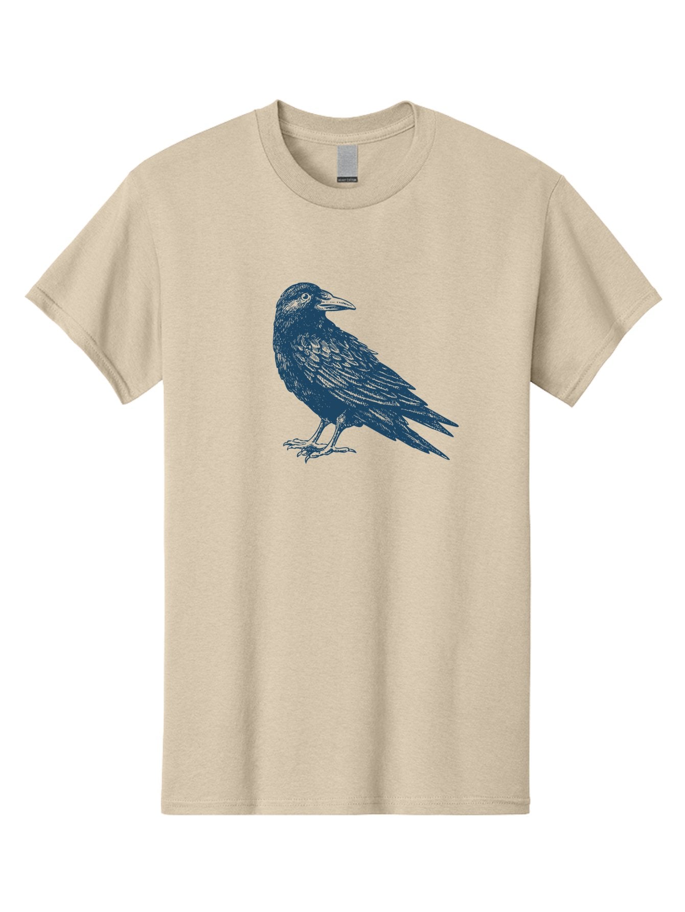 Mystic Raven Men'S Graphic Tee, 100% Cotton, Comfortable Casual Summer Wear, Machine Washable, Dark Crow, Raven Silhouette, Bird Illustration, Mysterious Animal, Wildlife Art, Gothic Symbol, Sharp Beak, Feathered Creature, Symbolic Bird Aae527 5