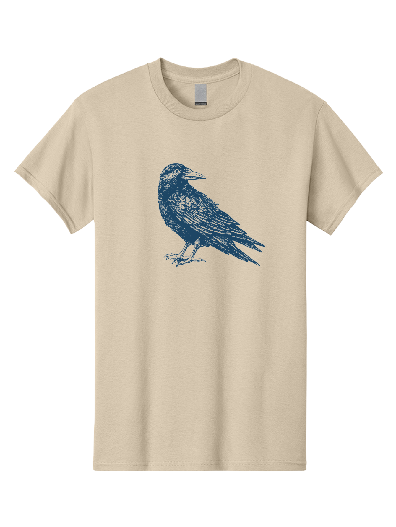 Mystic Raven Men'S Graphic Tee, 100% Cotton, Comfortable Casual Summer Wear, Machine Washable, Dark Crow, Raven Silhouette, Bird Illustration, Mysterious Animal, Wildlife Art, Gothic Symbol, Sharp Beak, Feathered Creature, Symbolic Bird Aae527