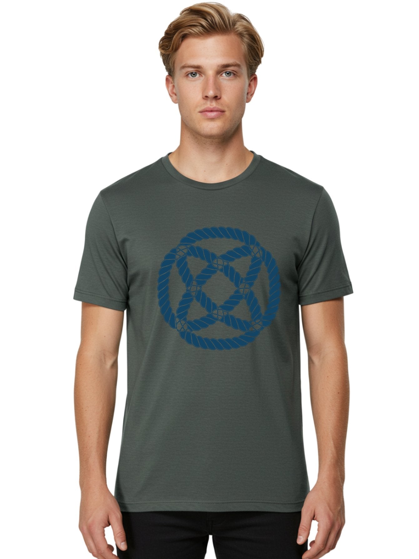 Mystic Rope Grid Men'S Graphic Tee, 100% Cotton, Comfortable Casual Summer Wear, Machine Washable, Celtic Knot, Interlocking Pattern, Rope Design, Twisted Elements, Abstract Shape, Geometric Form, Symbolic Icon, Traditional Motif, Aae528 28
