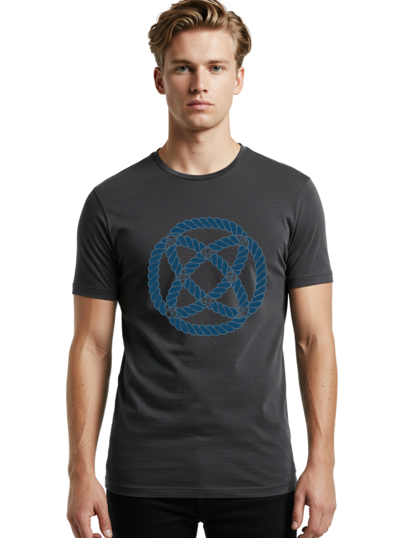 Mystic Rope Grid Men'S Graphic Tee, 100% Cotton, Comfortable Casual Summer Wear, Machine Washable, Celtic Knot, Interlocking Pattern, Rope Design, Twisted Elements, Abstract Shape, Geometric Form, Symbolic Icon, Traditional Motif, Aae528 24