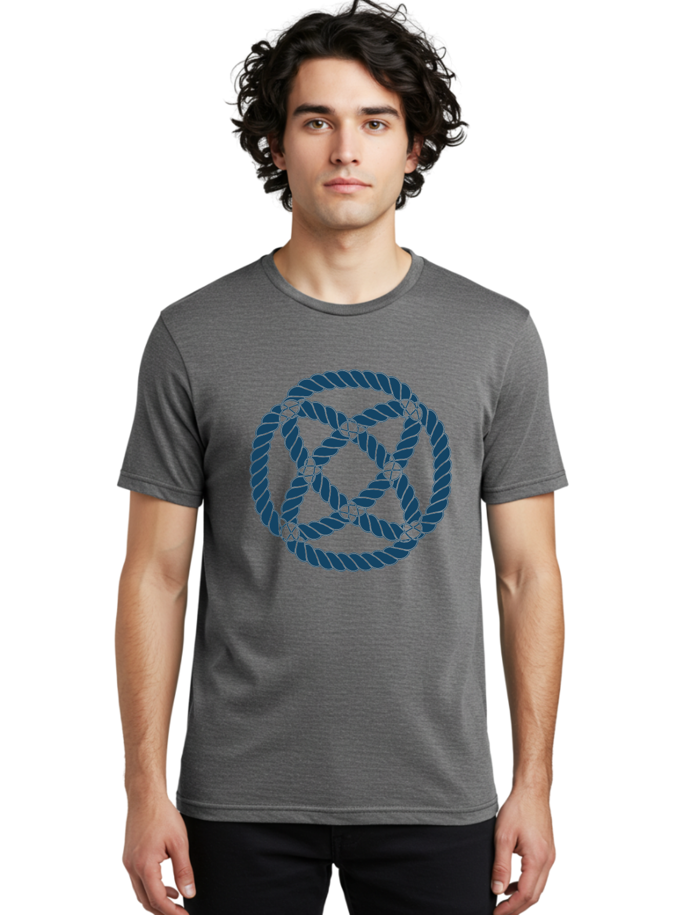 Mystic Rope Grid Men'S Graphic Tee, 100% Cotton, Comfortable Casual Summer Wear, Machine Washable, Celtic Knot, Interlocking Pattern, Rope Design, Twisted Elements, Abstract Shape, Geometric Form, Symbolic Icon, Traditional Motif, Aae528 20