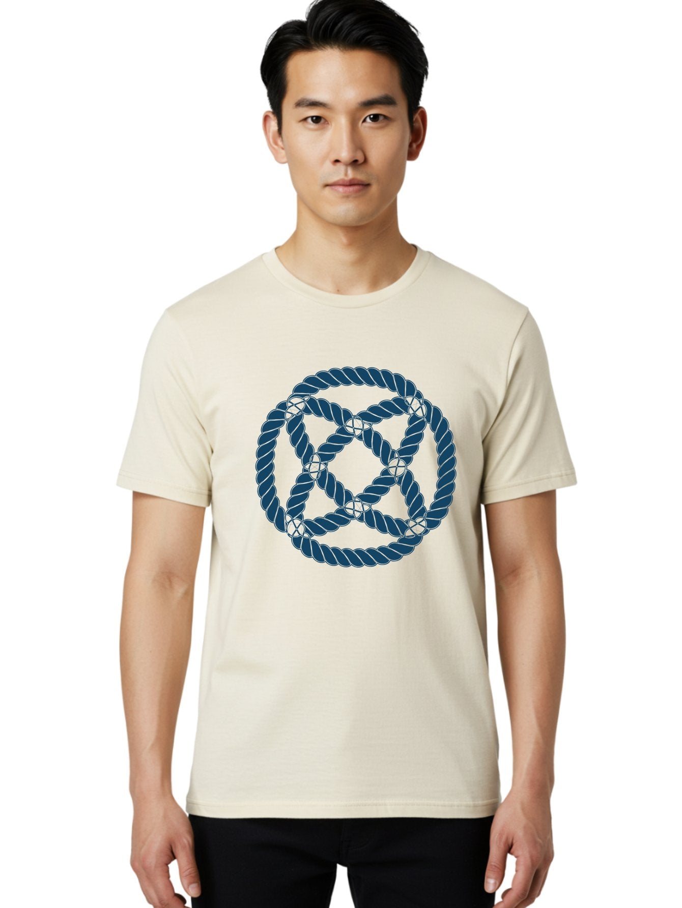 Mystic Rope Grid Men'S Graphic Tee, 100% Cotton, Comfortable Casual Summer Wear, Machine Washable, Celtic Knot, Interlocking Pattern, Rope Design, Twisted Elements, Abstract Shape, Geometric Form, Symbolic Icon, Traditional Motif, Aae528 21