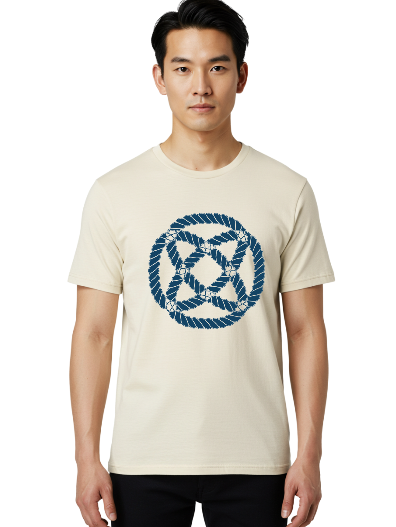 Mystic Rope Grid Men'S Graphic Tee, 100% Cotton, Comfortable Casual Summer Wear, Machine Washable, Celtic Knot, Interlocking Pattern, Rope Design, Twisted Elements, Abstract Shape, Geometric Form, Symbolic Icon, Traditional Motif, Aae528