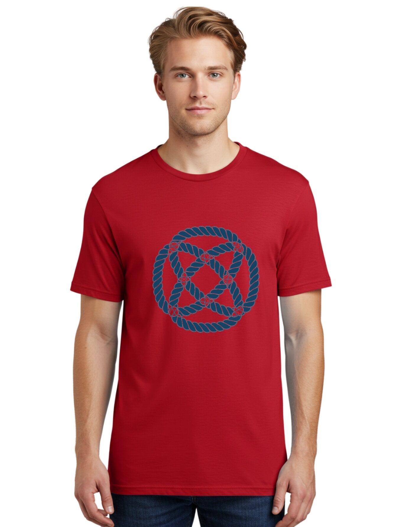 Mystic Rope Grid Men'S Graphic Tee, 100% Cotton, Comfortable Casual Summer Wear, Machine Washable, Celtic Knot, Interlocking Pattern, Rope Design, Twisted Elements, Abstract Shape, Geometric Form, Symbolic Icon, Traditional Motif, Aae528 29