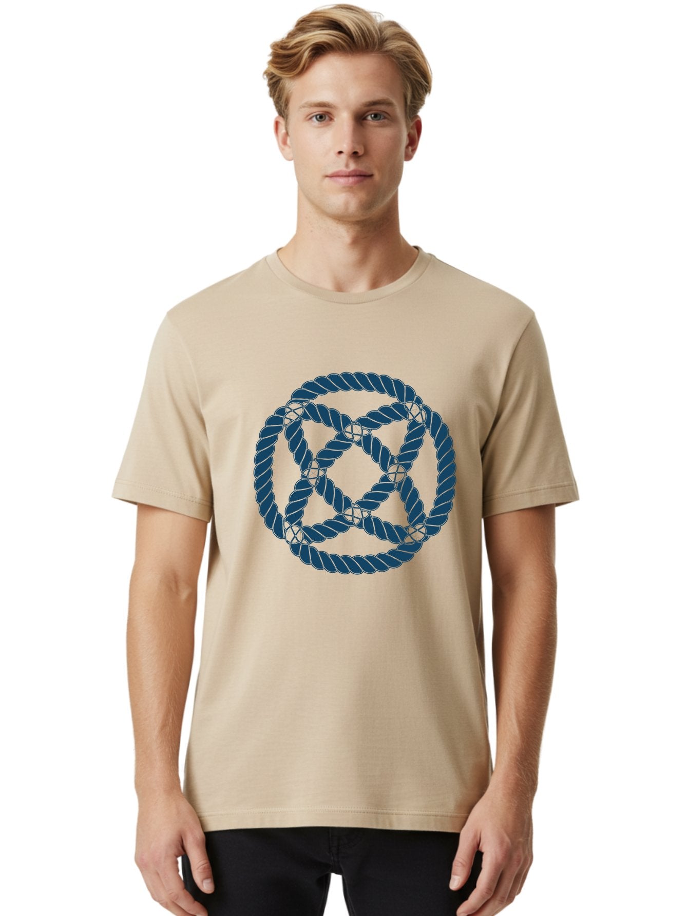 Mystic Rope Grid Men'S Graphic Tee, 100% Cotton, Comfortable Casual Summer Wear, Machine Washable, Celtic Knot, Interlocking Pattern, Rope Design, Twisted Elements, Abstract Shape, Geometric Form, Symbolic Icon, Traditional Motif, Aae528 25