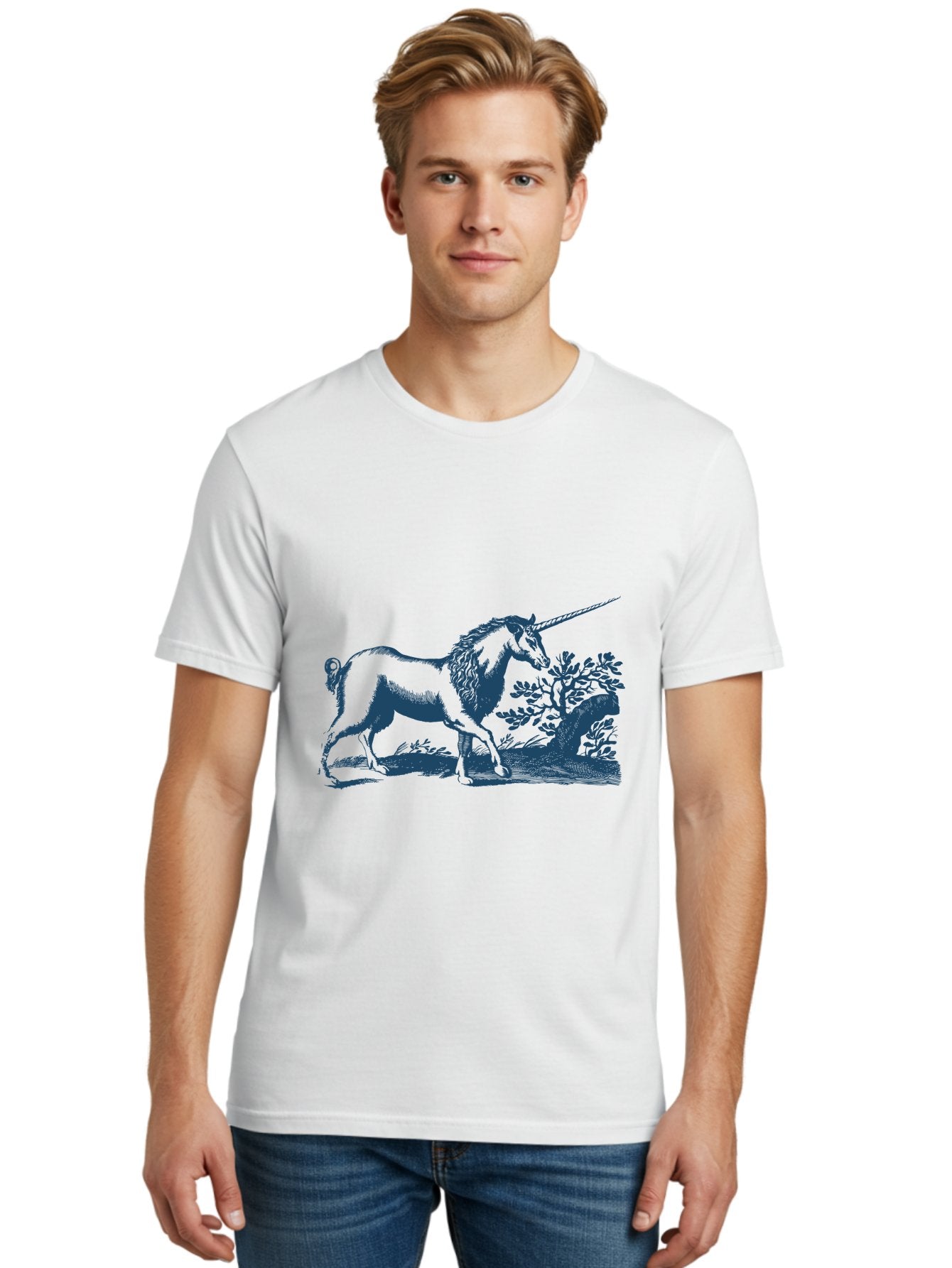 Mystic Unicorn Forest Men'S Graphic Tee, 100% Cotton, Comfortable Casual Summer Wear, Machine Washable, Unicorn, Mythical Creature, Fantasy Art, Horse With Horn, Magical Being, Legendary Animal, Folklore, Mythology, Symbolic Creature Aae529 22