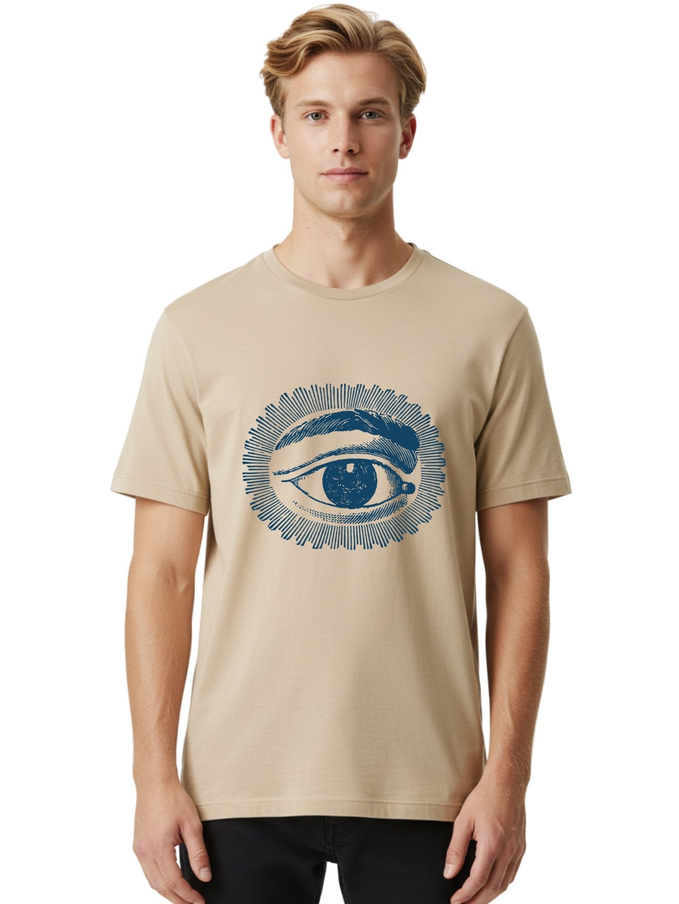 Eye Men'S Graphic Tee, 100% Cotton, Comfortable Casual Summer Wear, Machine Washable, All-Seeing Eye, Eye Of Providence, Divine Guidance, Spiritual Symbolism, Mystical Illustration, Sketch Art, Abstract Shapes, Geometric Pattern, Aae530 17