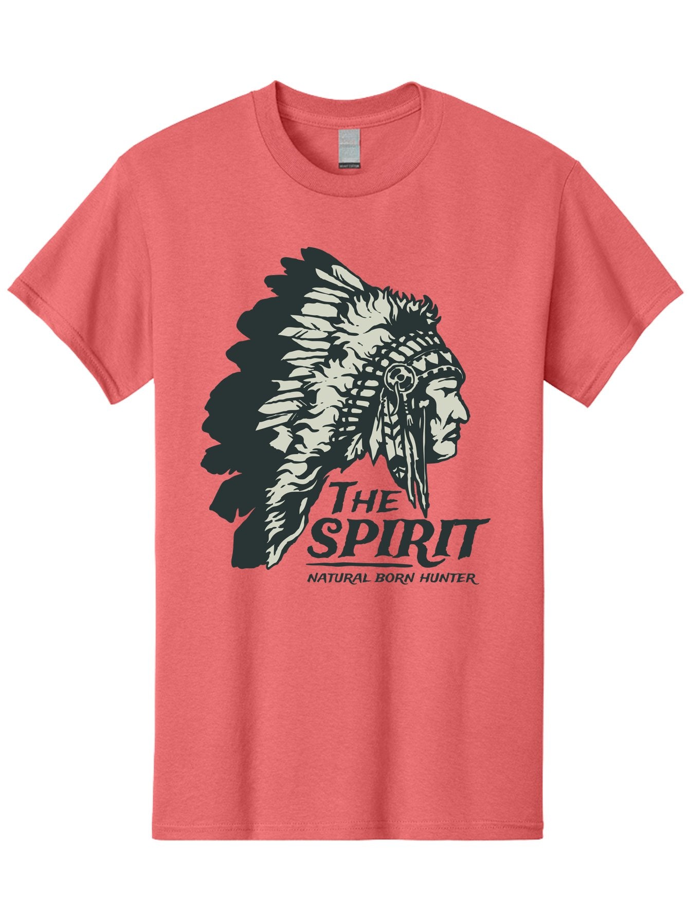 Natural Born Hunter Men'S Graphic Tee, 100% Cotton, Comfortable Casual Summer Wear, Machine Washable, Native American Chief, Feathered Headdress, Natural Born Hunter, Tribal Heritage, Outdoorsman, Hunting Culture, Rugged Individualism, Aae532 6
