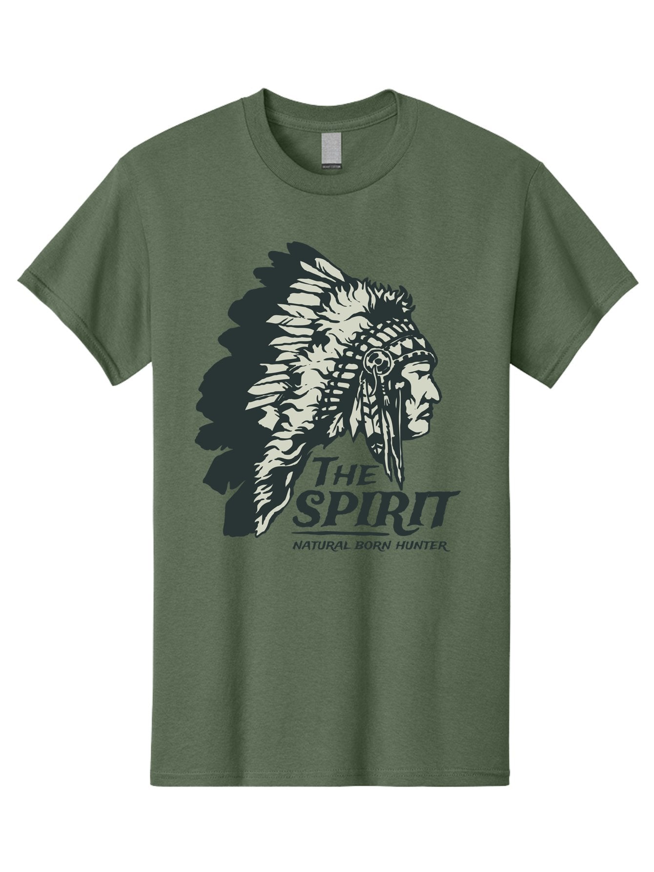 Natural Born Hunter Men'S Graphic Tee, 100% Cotton, Comfortable Casual Summer Wear, Machine Washable, Native American Chief, Feathered Headdress, Natural Born Hunter, Tribal Heritage, Outdoorsman, Hunting Culture, Rugged Individualism, Aae532 12