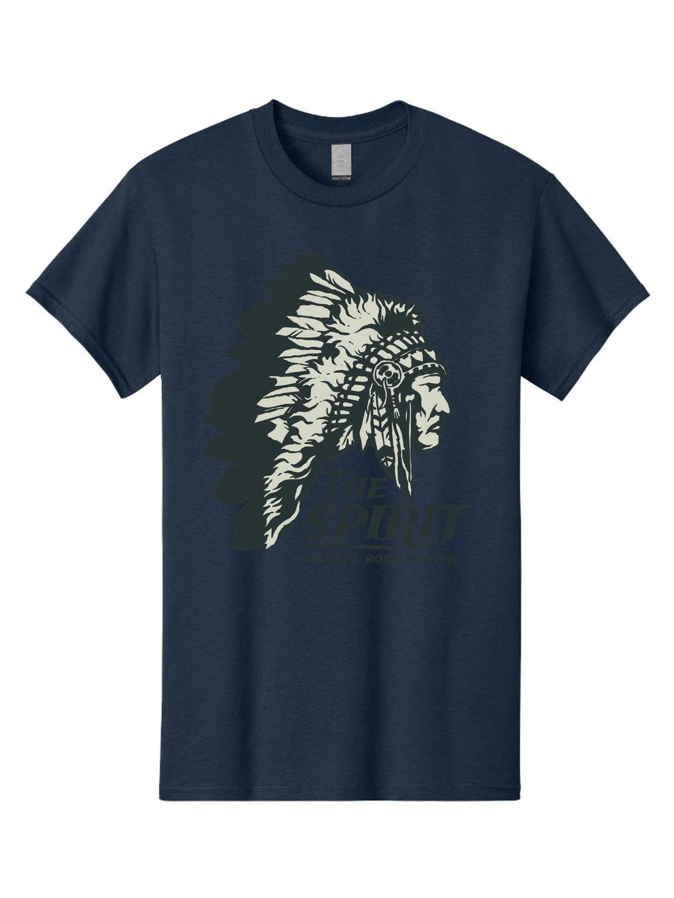 Natural Born Hunter Men'S Graphic Tee, 100% Cotton, Comfortable Casual Summer Wear, Machine Washable, Native American Chief, Feathered Headdress, Natural Born Hunter, Tribal Heritage, Outdoorsman, Hunting Culture, Rugged Individualism, Aae532 9
