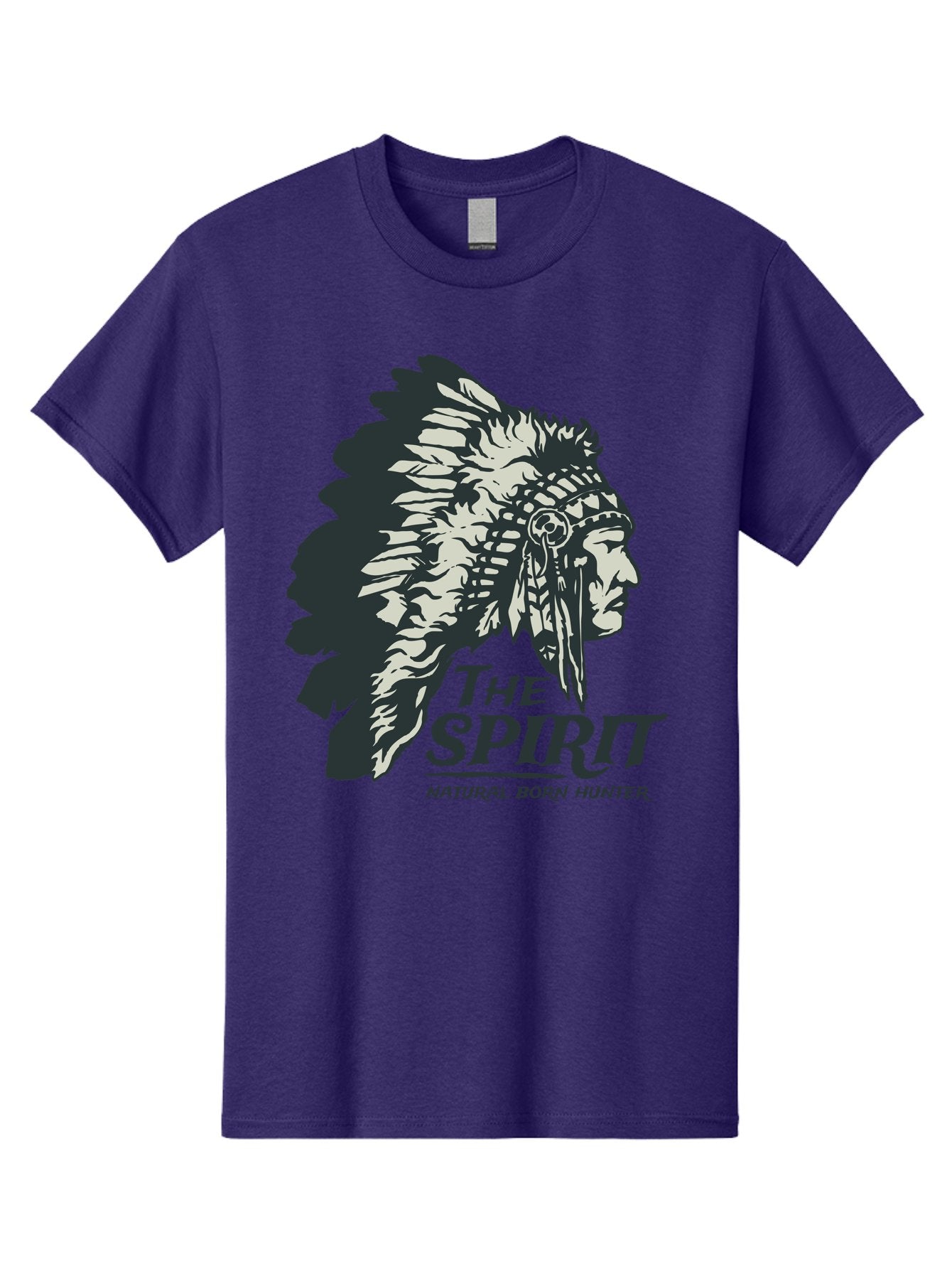Natural Born Hunter Men'S Graphic Tee, 100% Cotton, Comfortable Casual Summer Wear, Machine Washable, Native American Chief, Feathered Headdress, Natural Born Hunter, Tribal Heritage, Outdoorsman, Hunting Culture, Rugged Individualism, Aae532 13