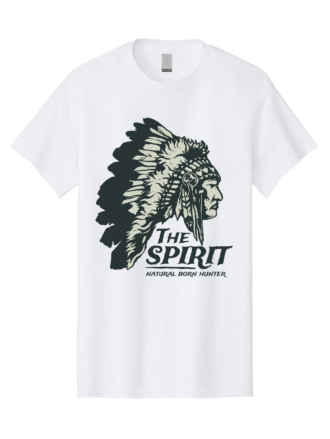 Natural Born Hunter Men'S Graphic Tee, 100% Cotton, Comfortable Casual Summer Wear, Machine Washable, Native American Chief, Feathered Headdress, Natural Born Hunter, Tribal Heritage, Outdoorsman, Hunting Culture, Rugged Individualism, Aae532 10