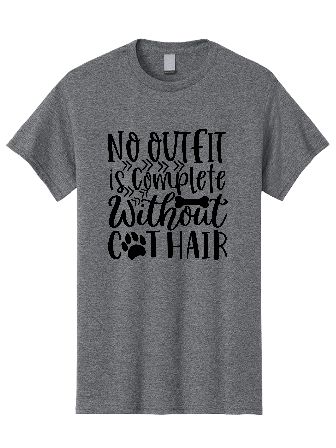 No Outfit Is Complete Without Cat Hair Men'S Graphic Tee, 100% Cotton, Comfortable Casual Summer Wear, Machine Washable, Funny Cat Quote, Cat Hair Humor, Pet Lovers, Cat Mom, Cat Dad, Pet Hair, Cat Humor, Cat Puns, Funny Pet Quotes Aae535 13