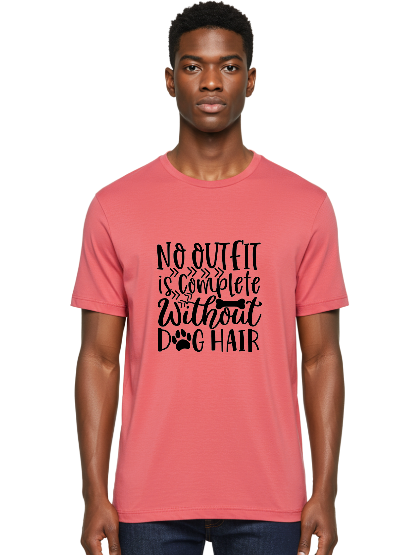 No Outfit Is Complete Without Dog Hair Men'S Graphic Tee, 100% Cotton, Comfortable Casual Summer Wear, Machine Washable, Funny Dog Quote, Dog Hair Humor, Pet Owners Joke, Dog Lovers Gift, Dog Hair On Clothes, Pet Hair Humor, Dog Sayings Aae536 8