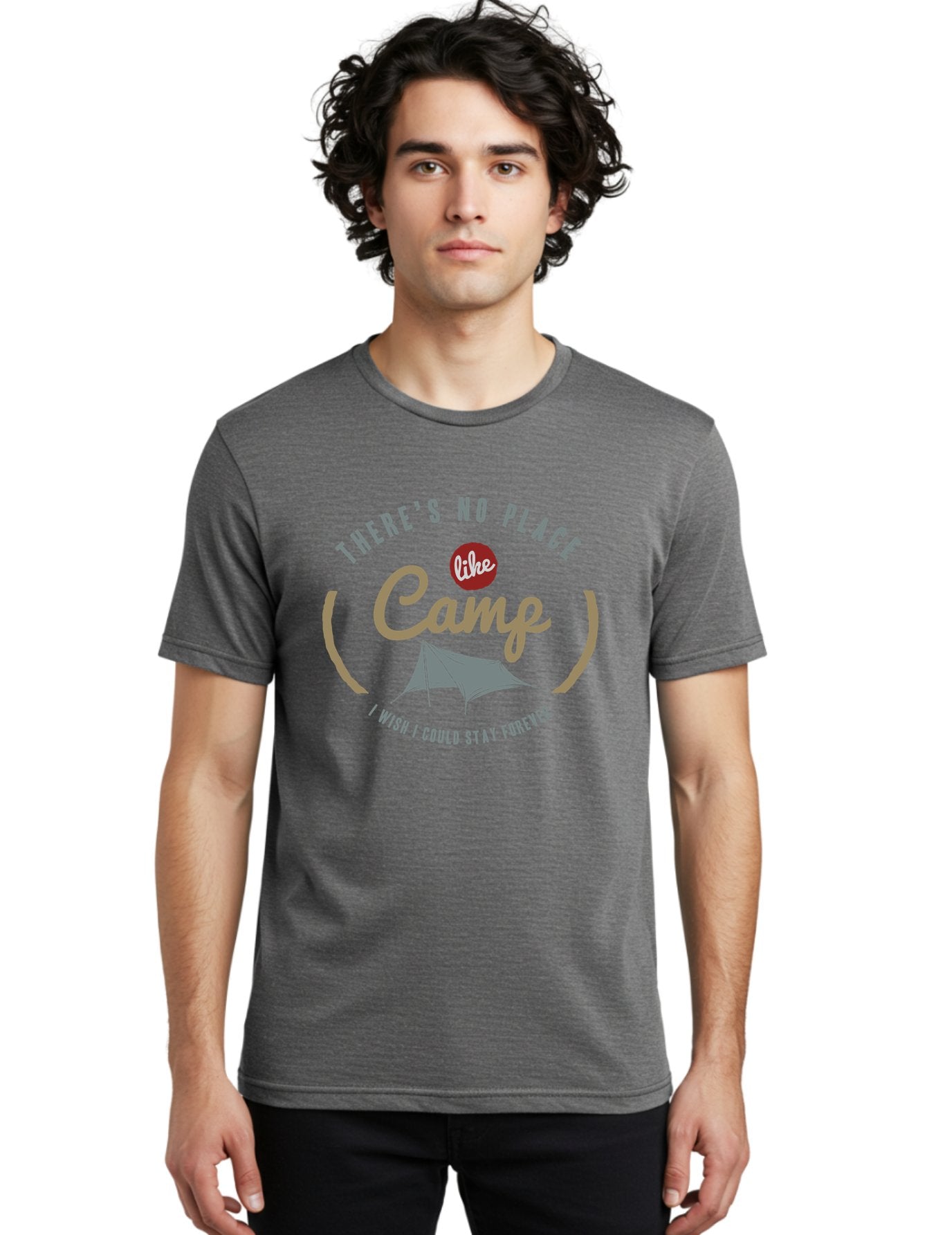 No Place Like Camp Men'S Graphic Tee, 100% Cotton, Comfortable Casual Summer Wear, Machine Washable, Camping Trip, Outdoor Adventure, Summer Camp, Tent Camping, Recreational Activities, Camp Life, Wilderness Experience Aae537 26