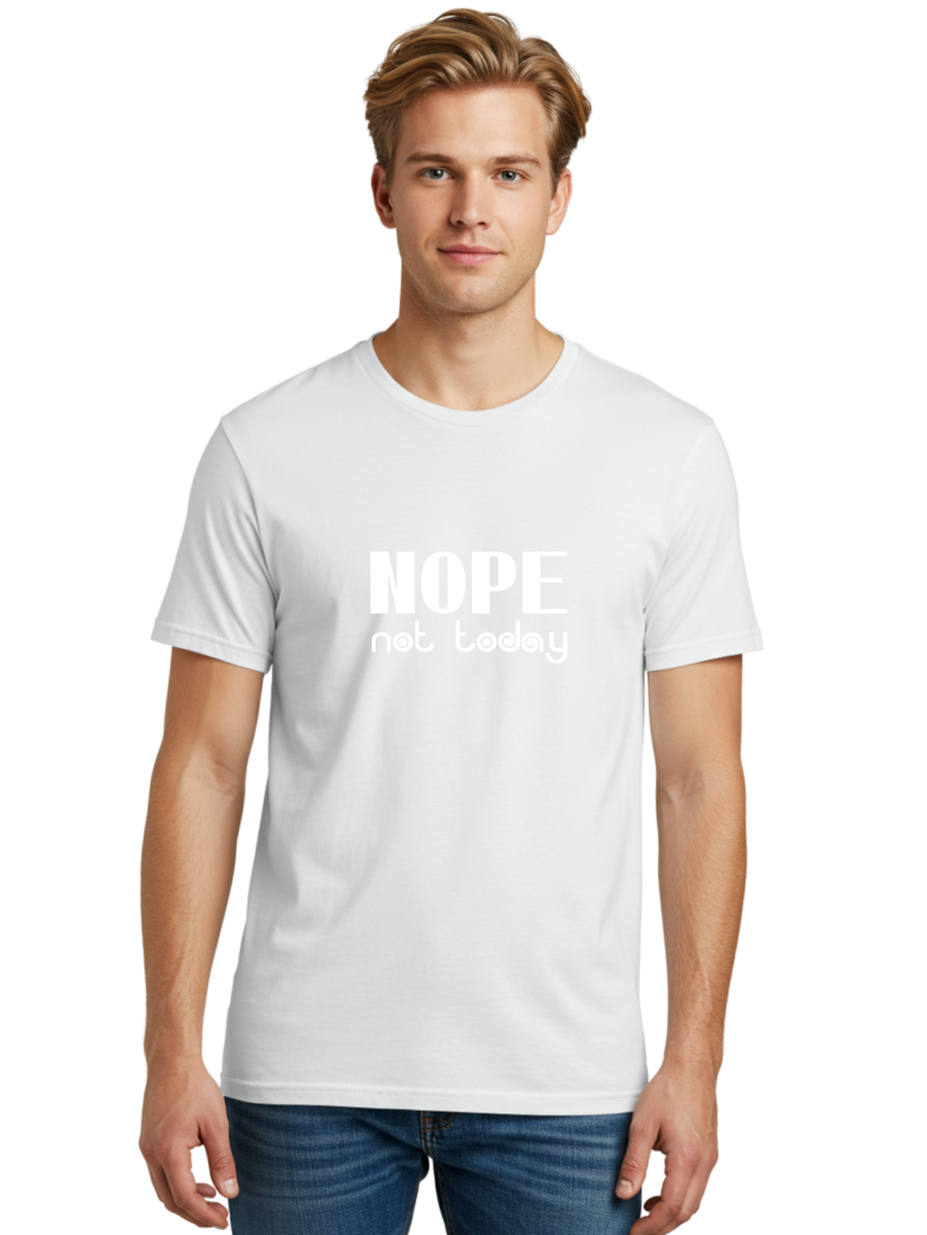 Nope Not Today Men'S Graphic Tee, 100% Cotton, Comfortable Casual Summer Wear, Machine Washable, Nope Not Today, Funny Quote, Humorous Saying, Refusal Phrase, Sassy Expression, Bold Text, Playful Font, Witty Remark, Modern Design Aae540 24
