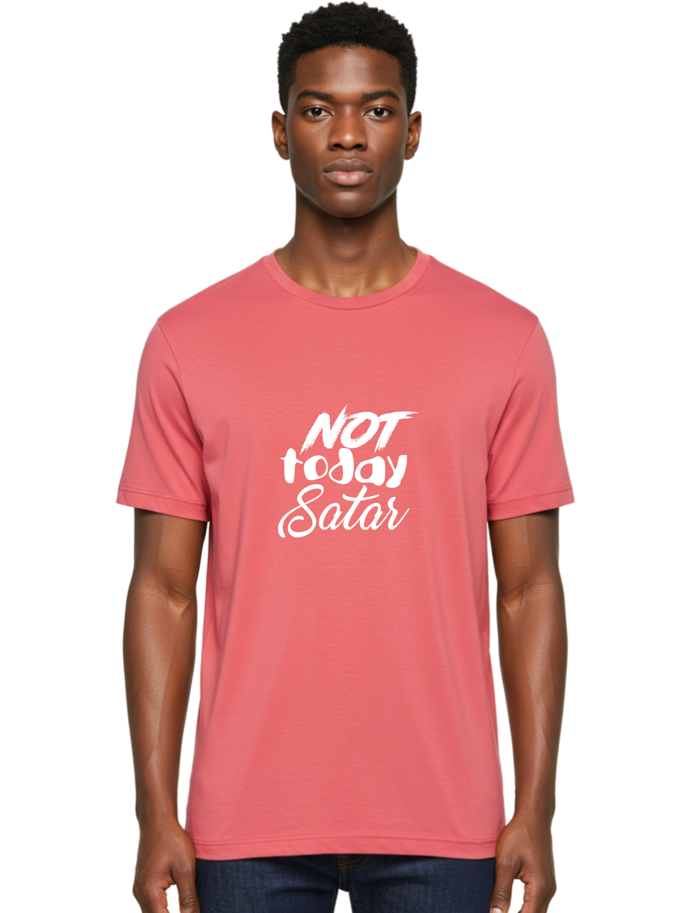 Not Today Satar Men'S Graphic Tee, 100% Cotton, Comfortable Casual Summer Wear, Machine Washable, Motivational Quotes, Inspirational Sayings, Not Today Satar, White Text On Green, Bold Font, Cursive Script, Motivational Posters, Positivity, Aae542 10