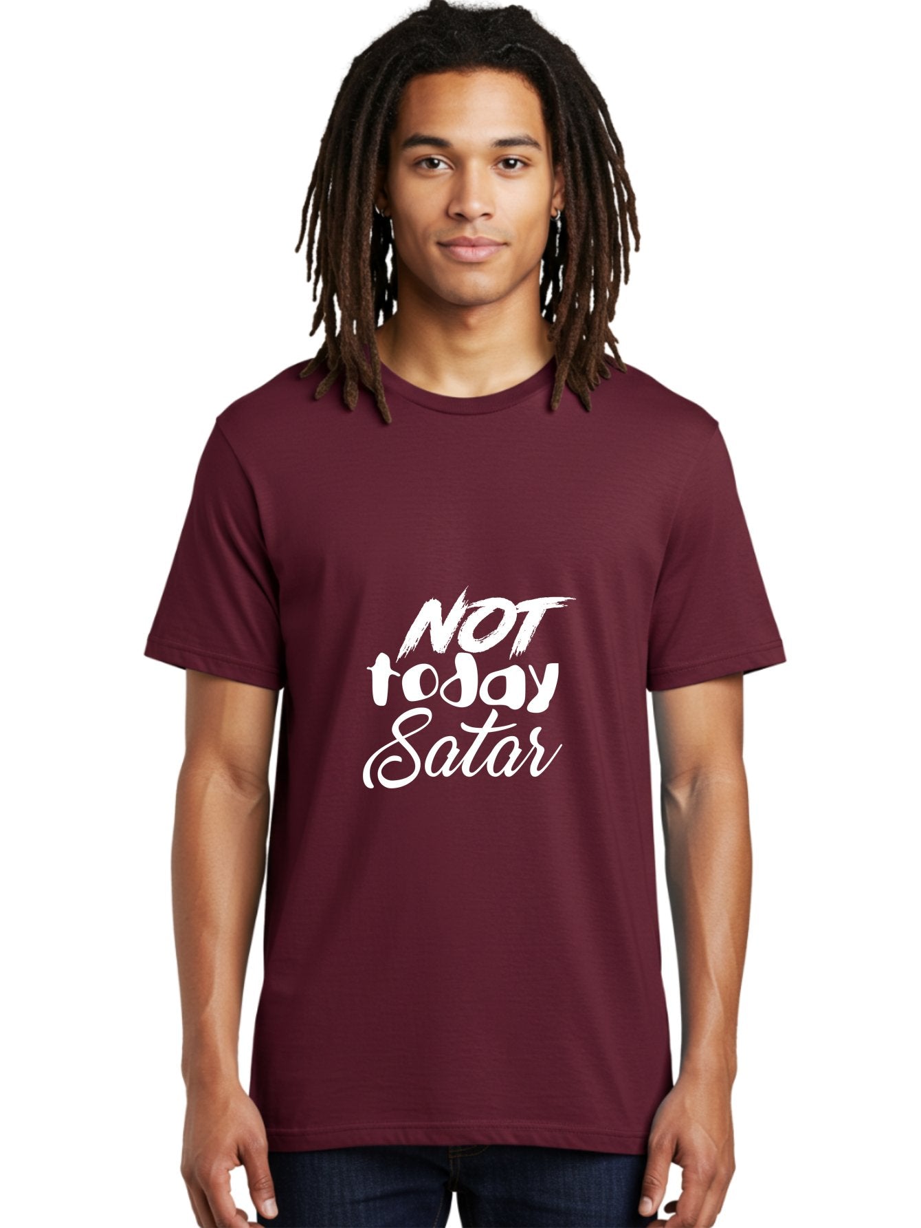 Not Today Satar Men'S Graphic Tee, 100% Cotton, Comfortable Casual Summer Wear, Machine Washable, Motivational Quotes, Inspirational Sayings, Not Today Satar, White Text On Green, Bold Font, Cursive Script, Motivational Posters, Positivity, Aae542 16